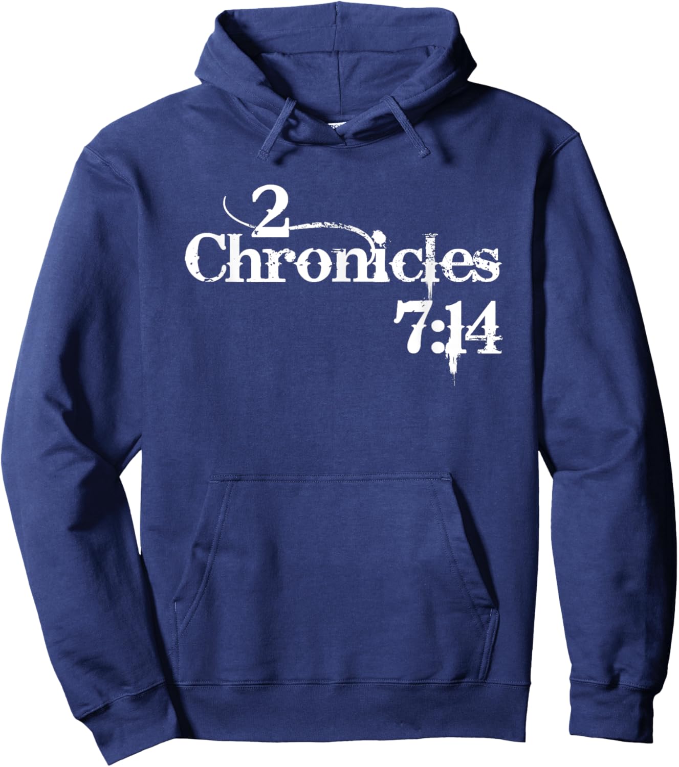 2 Chronicles 7:14 Christian Distressed Design Hoodie - Hoodie | Navy