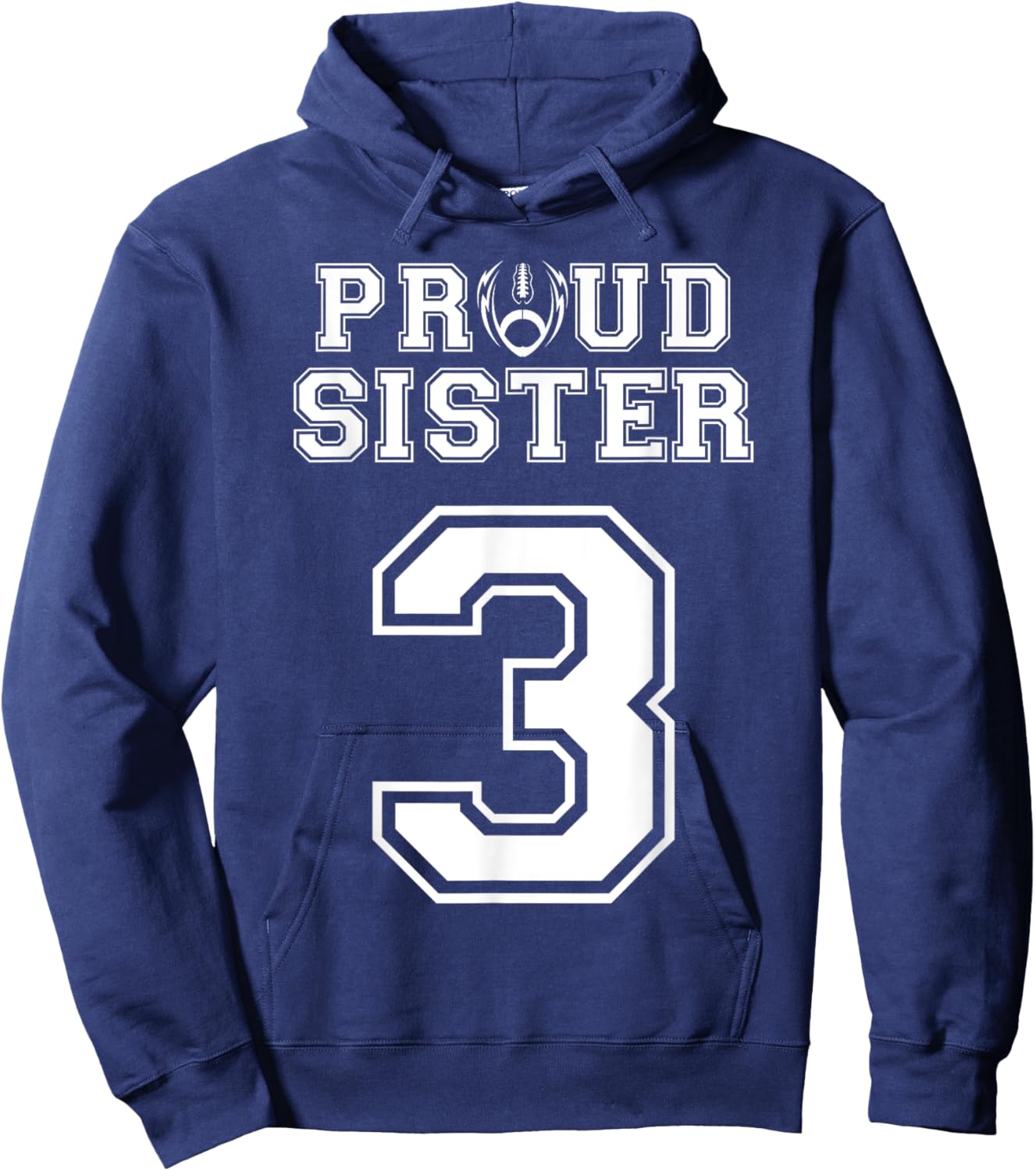 Custom Proud Football Sister Number 3 Personalized Women Hoodie - Hoodie | Navy