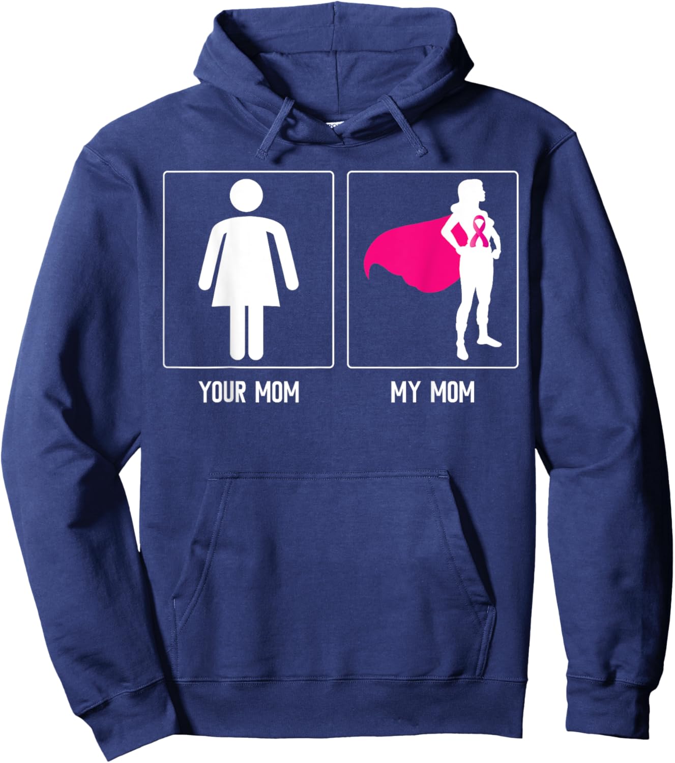 MY MOM BREAST CANCER SURVIVOR SUPERHERO MOTHERS DAY Family Hoodie - Hoodie | Navy