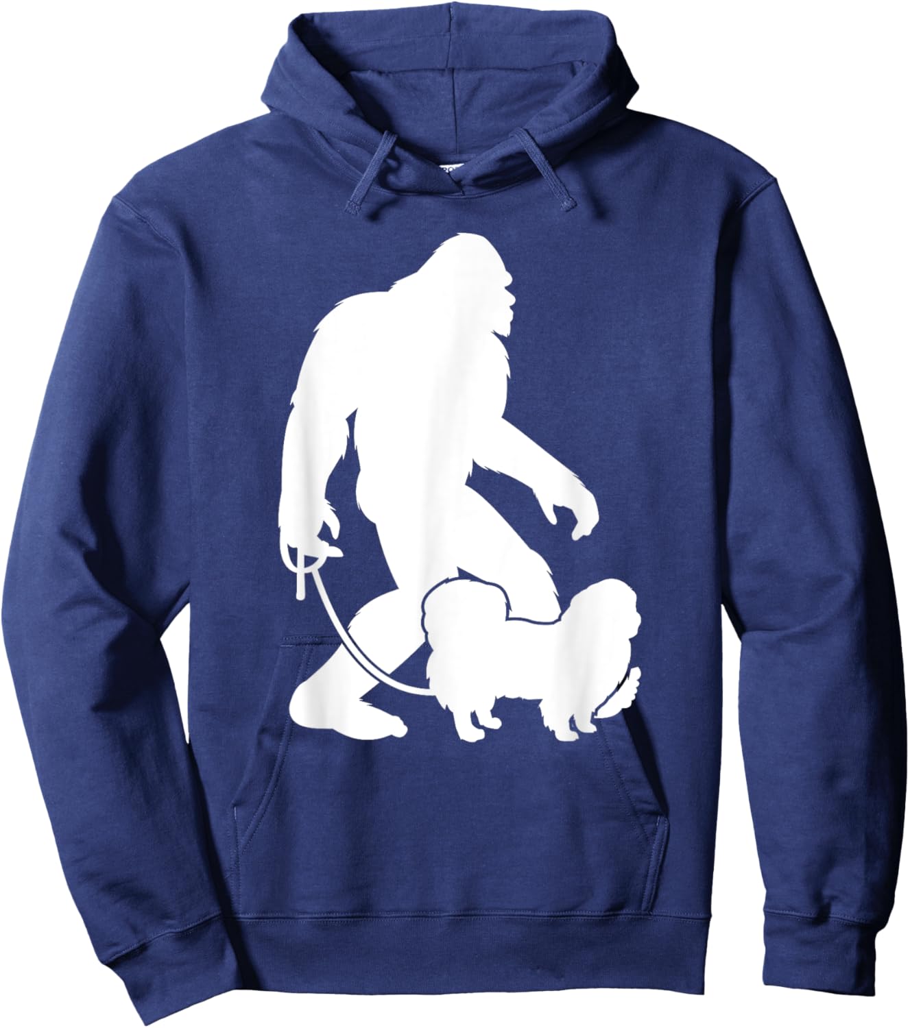Bigfoot Walking Pekingese Dog Hoodie - Hoodie | Navy