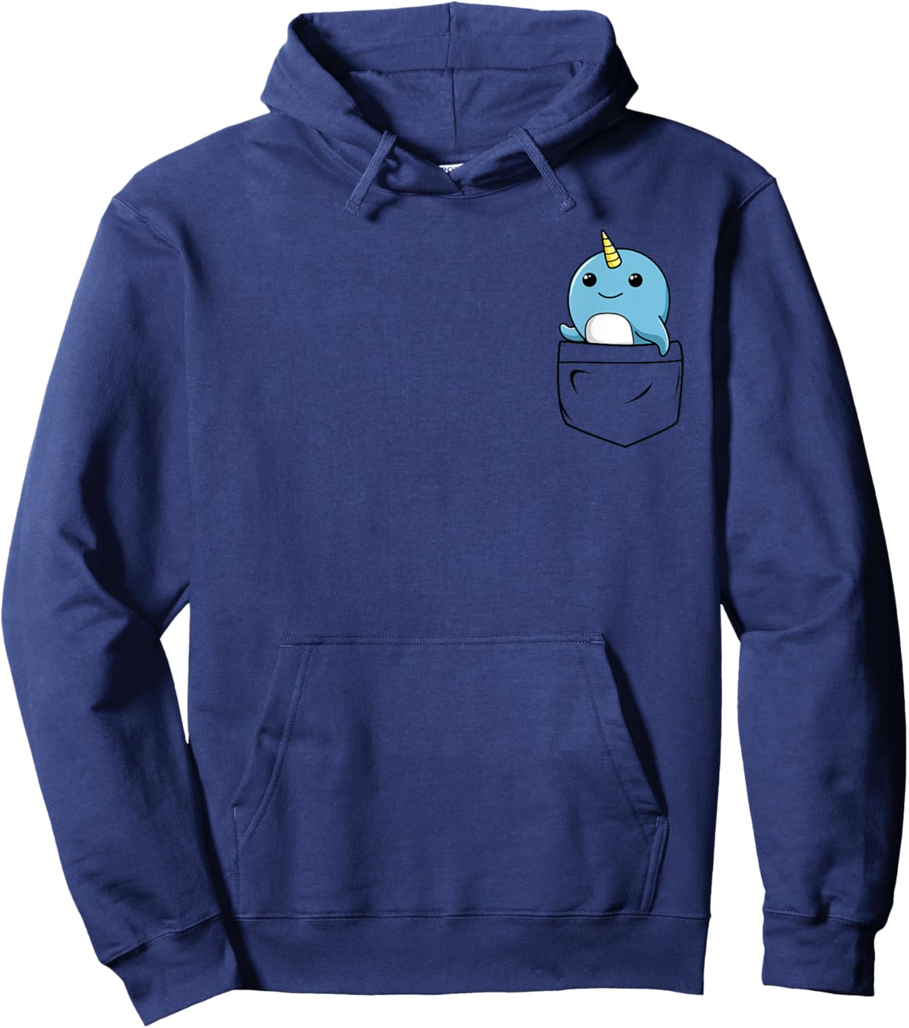 Narwhal Pocket | Unicorn of the Sea Funny Animal Hoodie - Hoodie | Navy