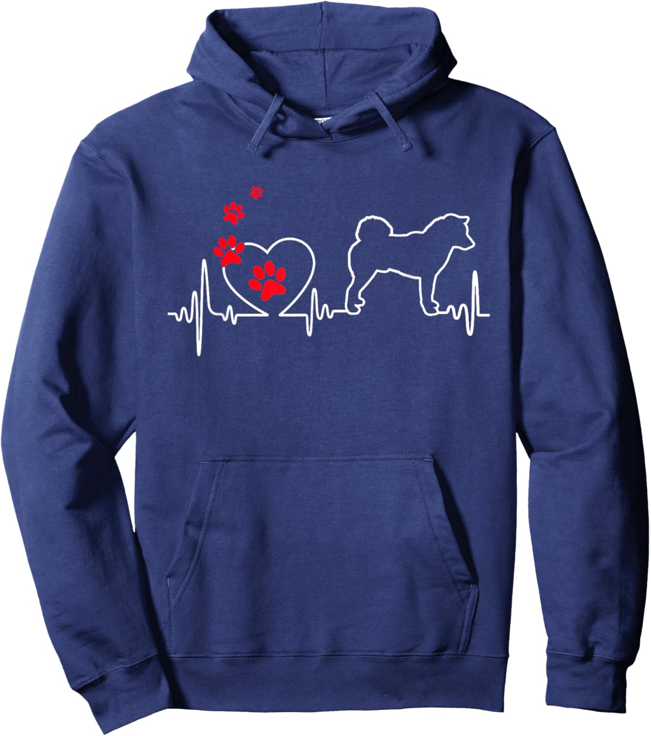 Valentines Day Love Heartbeat Shiba Inu Dog Puppy Lover Hoodie - Hoodie | Navy