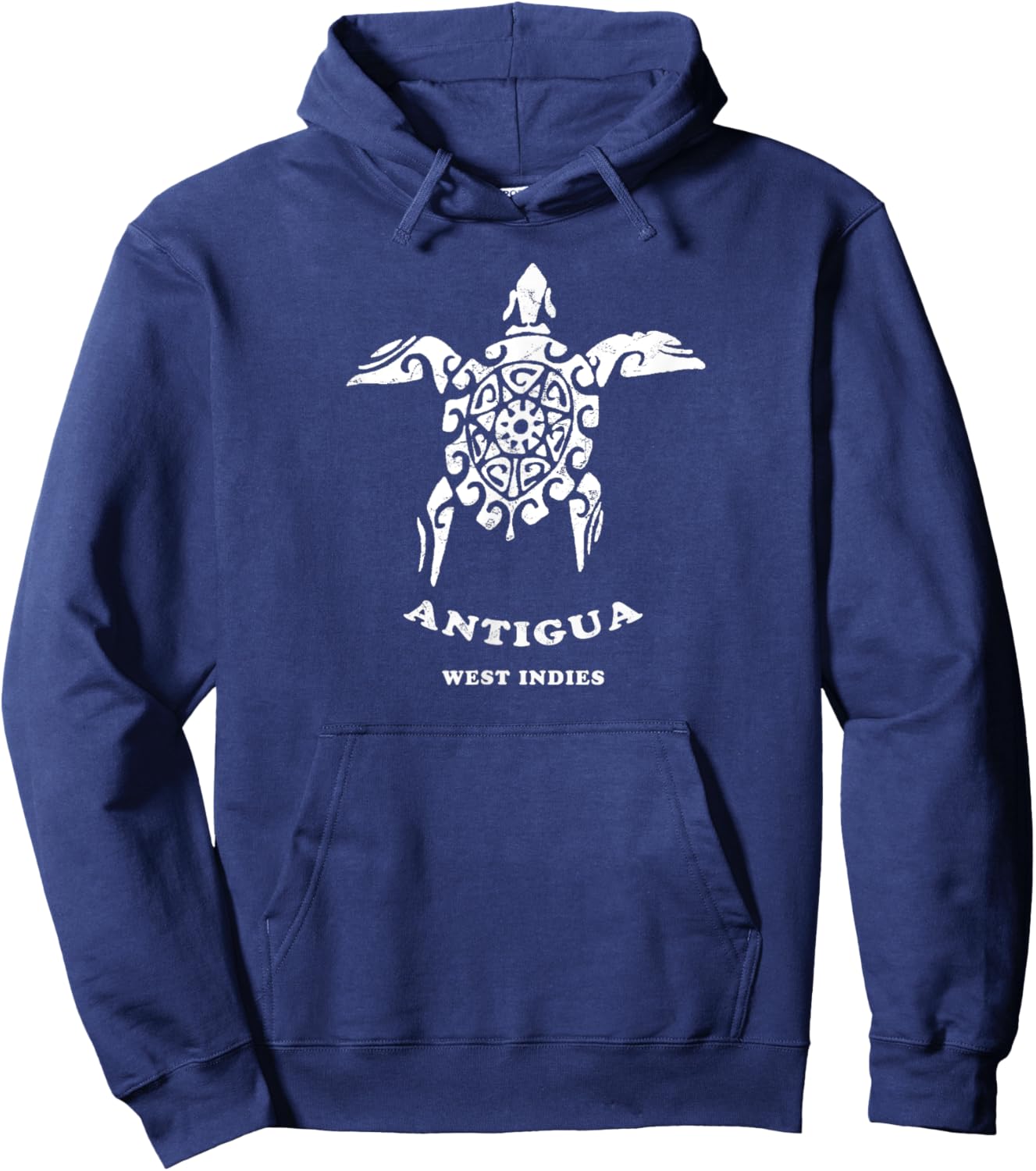 Antigua, West Indies Vintage Tribal Sea Turtle Vacation Hoodie - Hoodie | Navy