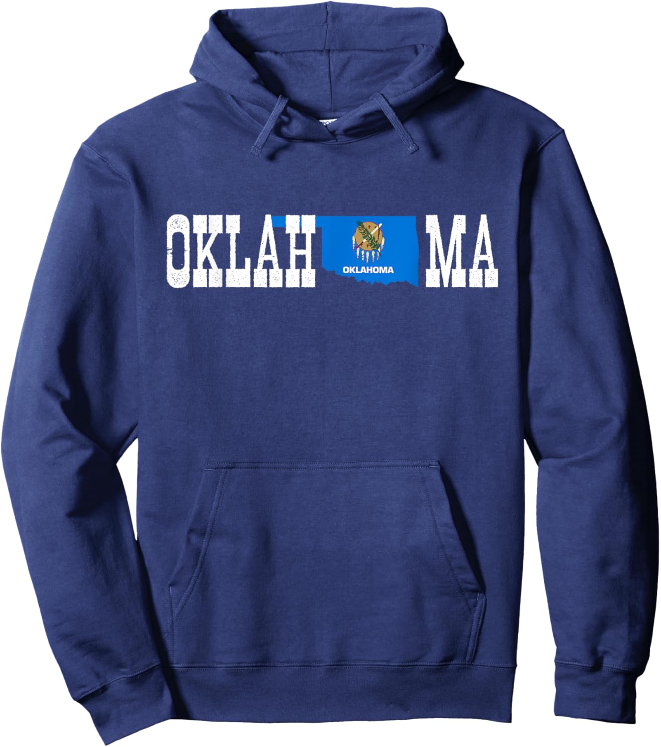 Oklahoma State and Oklahoma Flag with Pride for Oklahoma Hoodie - Hoodie | Navy
