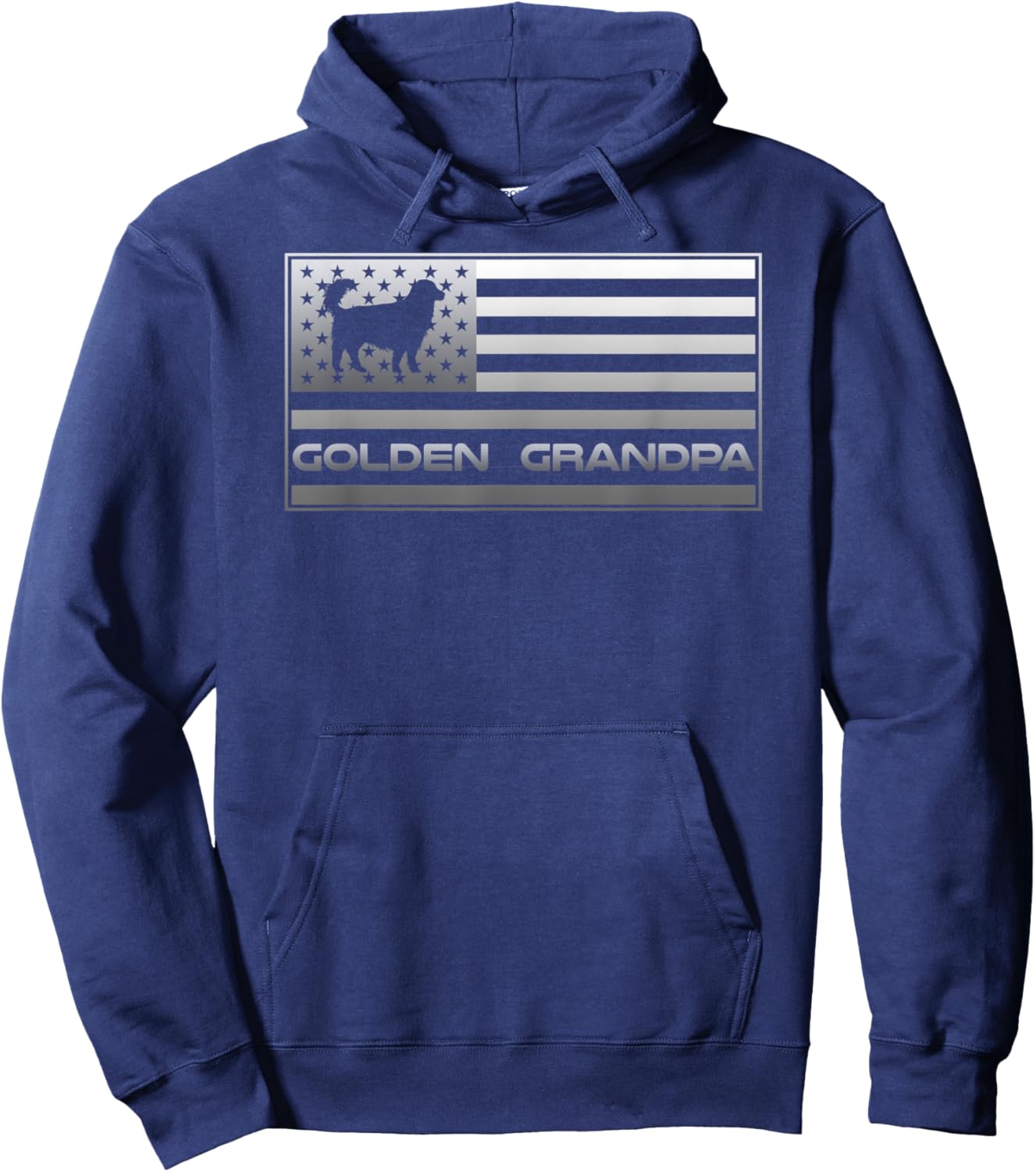 Vintage USA Flag Proud Golden Retriever Grandpa Silhouette Hoodie - Hoodie | Navy