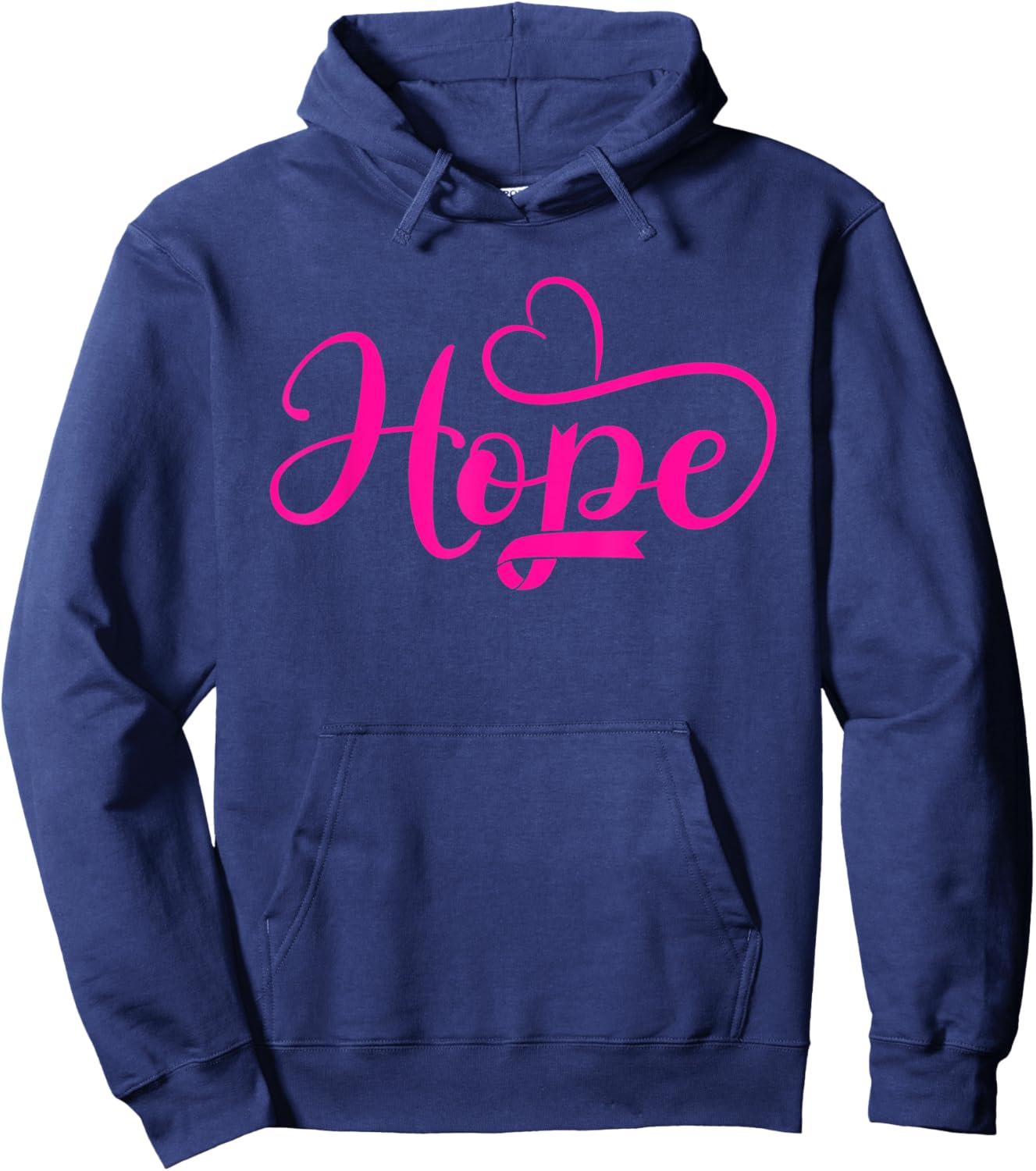 Hope Cancer Warrior Pink Heart Ribbon with Hoodie - Hoodie | Navy