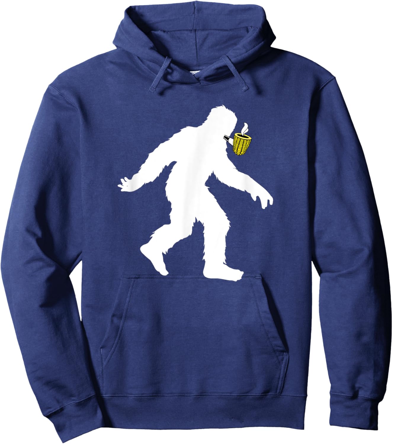 Corncob Tobacco Bigfoot Pipe Smoking Sasquatch Pipe Smoker Hoodie - Hoodie | Navy
