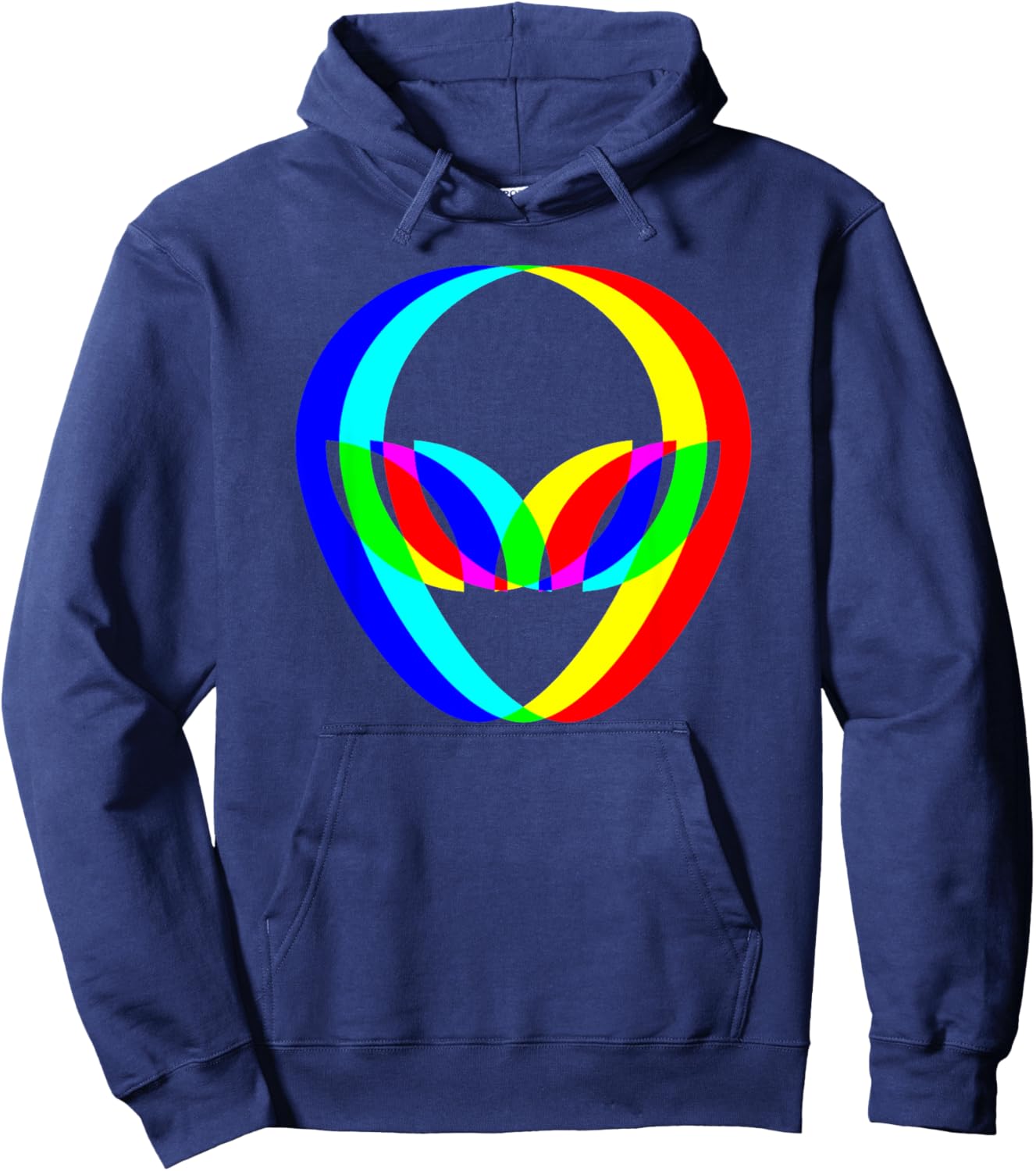 Alien Head Trippy Techno Rave EDM Music Festival Vaporwave Hoodie - Hoodie | Navy
