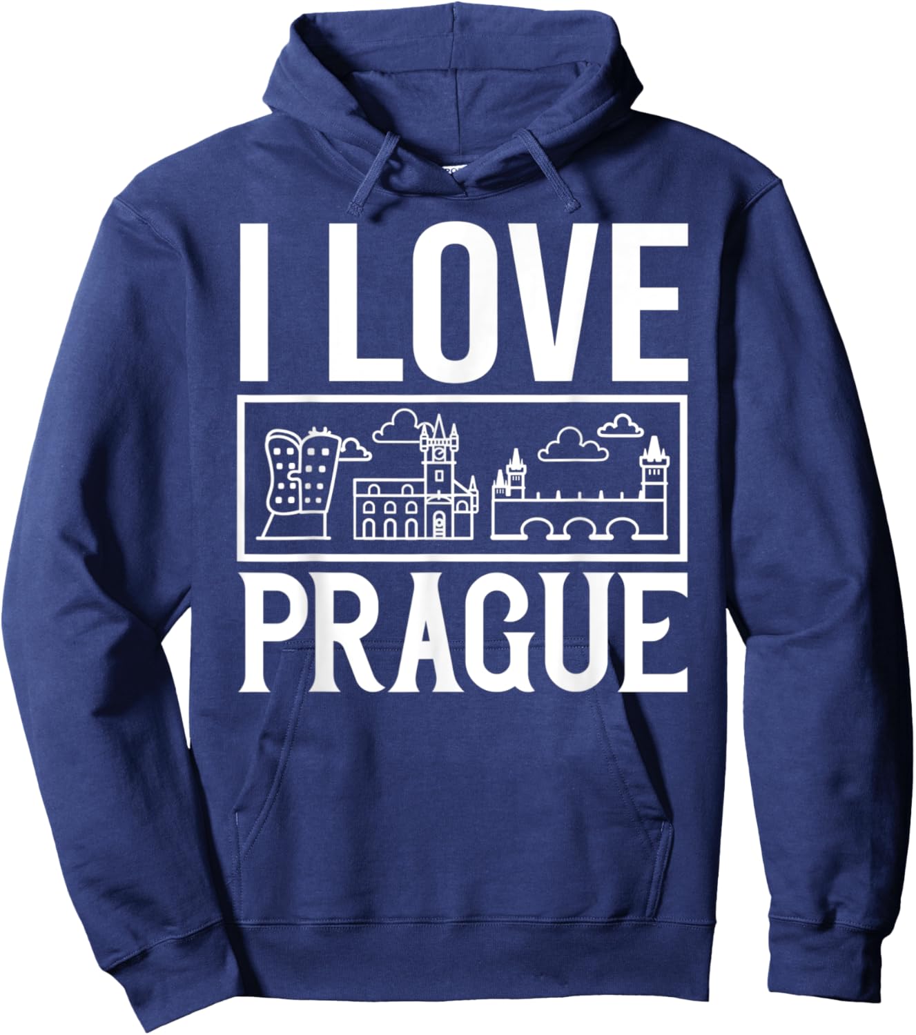 Prague Czech Republic City Skyline Map Travel Hoodie - Hoodie | Navy