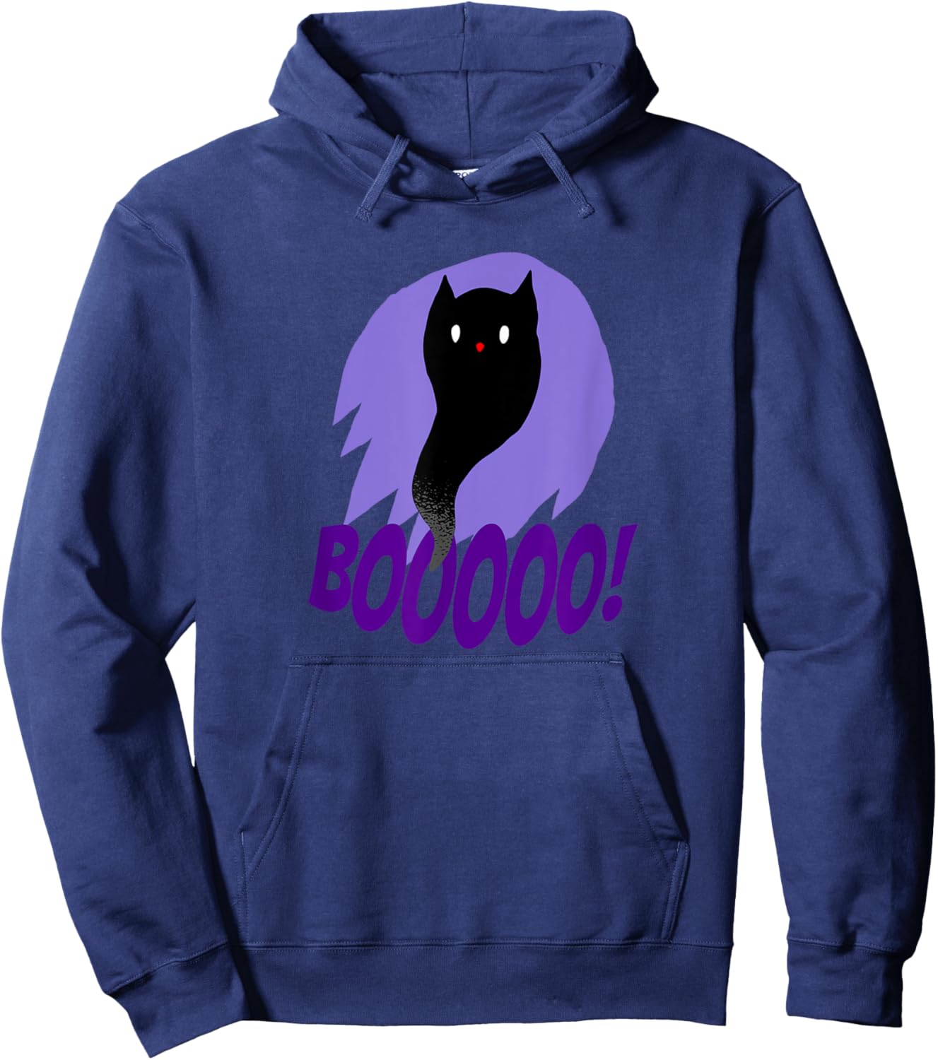 BOOOOO Halloween Cat Ghost Purple Halloween Hoodie - Hoodie | Navy