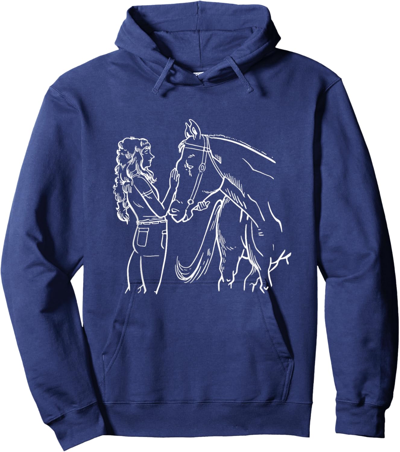 Girl With Horse Woman Hoodie - Hoodie | Navy