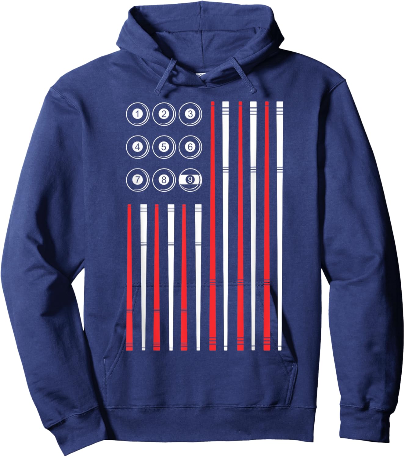 USA American Flag Shooting Pool Sticks And Balls Billiards Hoodie - Hoodie | Navy