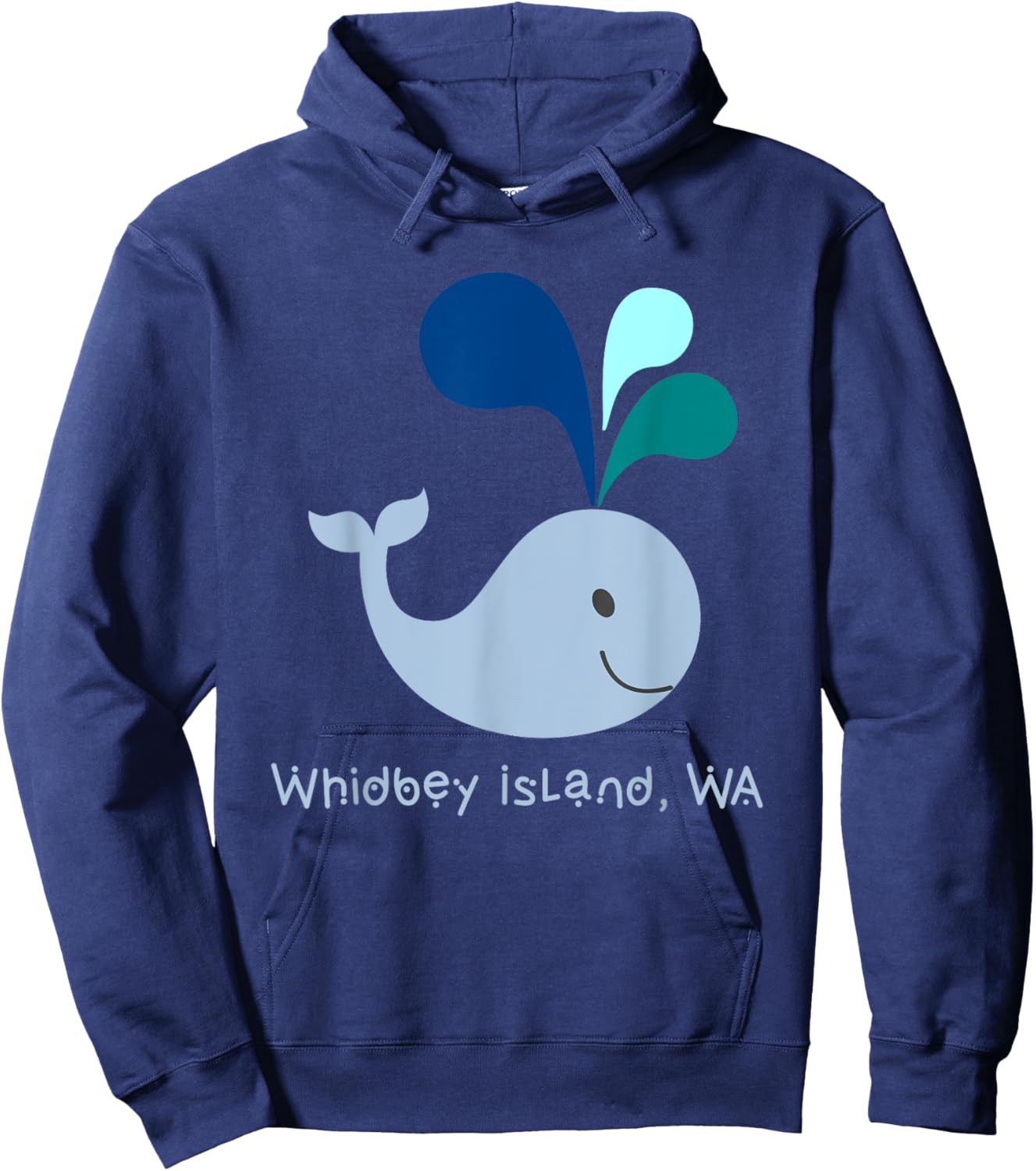 Whidbey Island Washington Cute Whale Lover Cartoon Hoodie - Hoodie | Navy