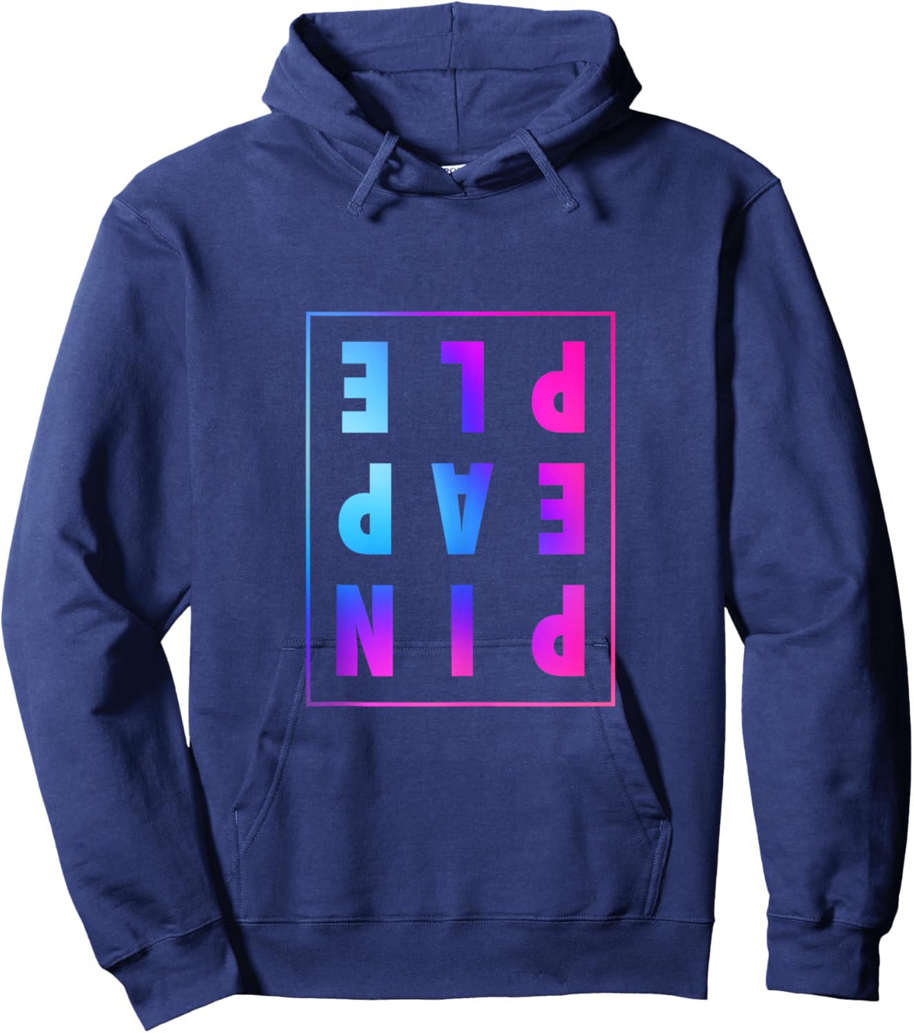 Retro Upside Down Pineapple Swinger Pastel Text Grid Hoodie - Hoodie | Navy