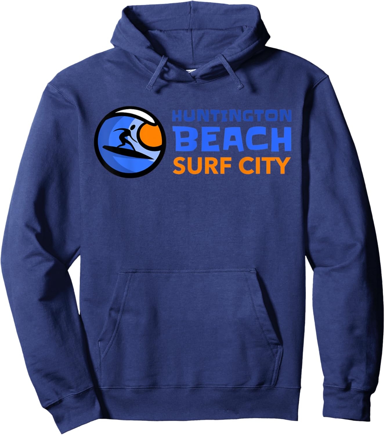 Classic 80's Style Surfer Huntington Beach Surf City Women Kids Hoodie - Hoodie | Navy