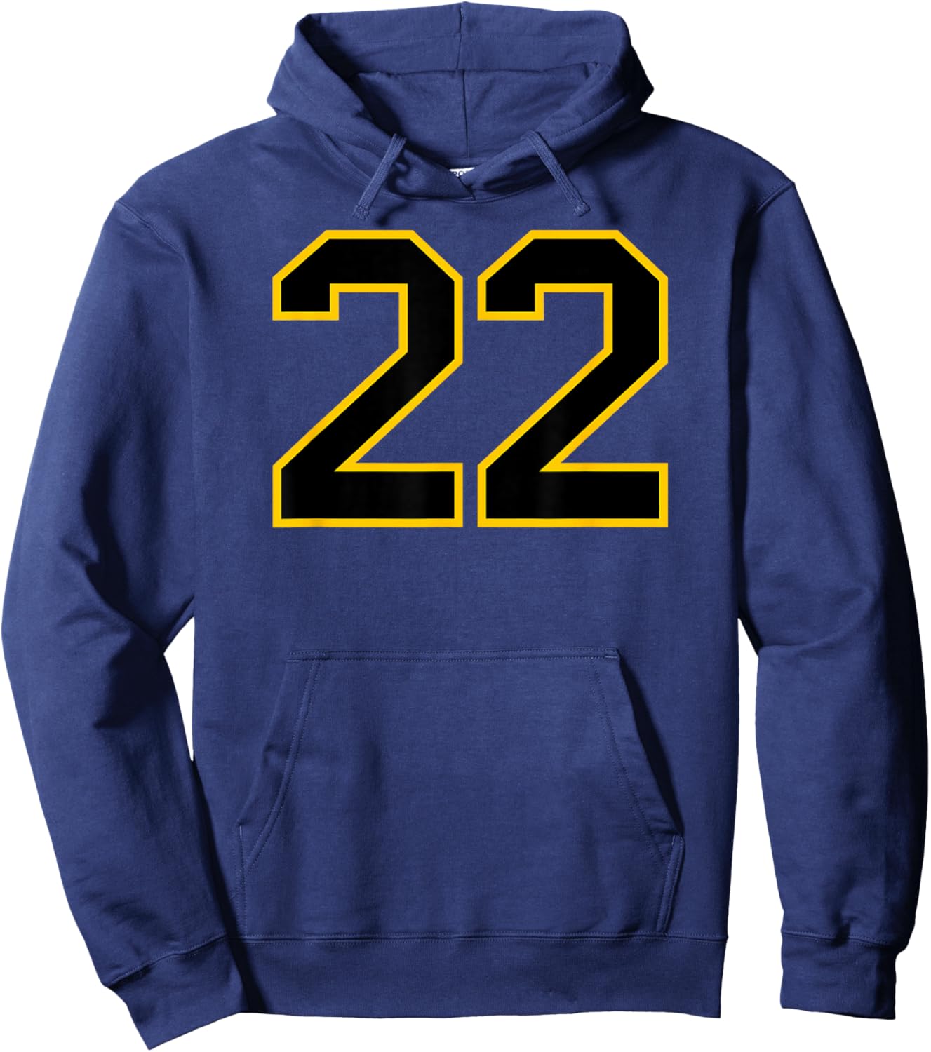 Number #22 Sports Team Yellow Black Varsity Number Hoodie - Hoodie | Navy