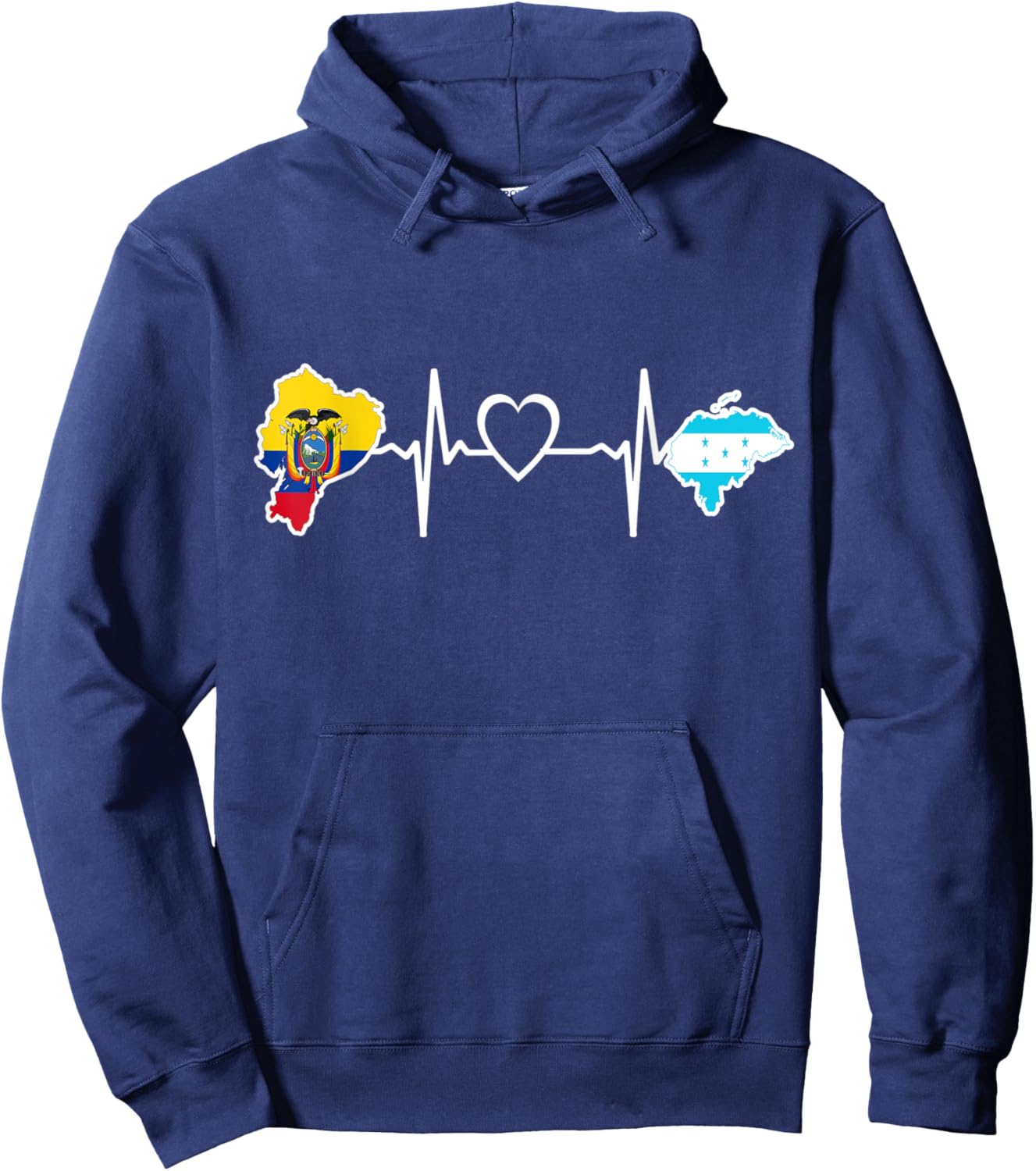 Ecuadorian Honduras Flag - Ecuador Honduran Heartbeat Hoodie - Hoodie | Navy