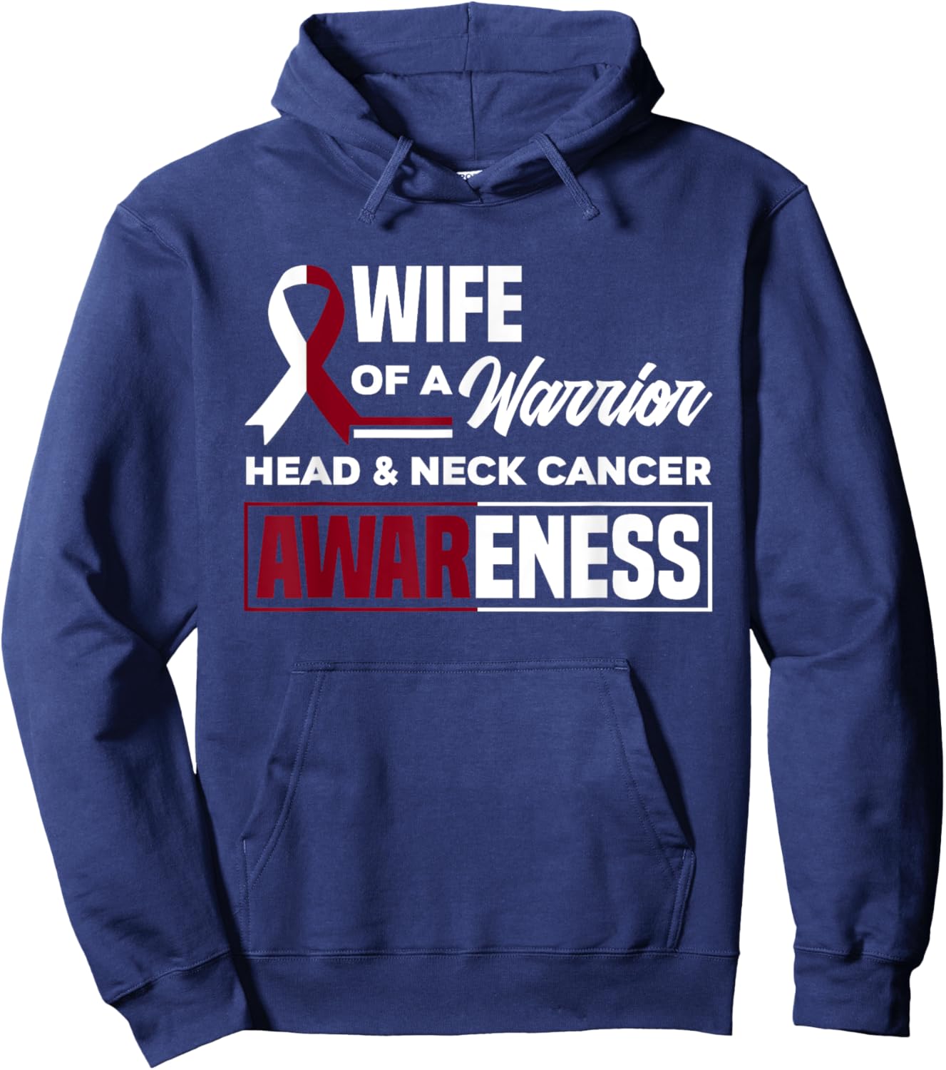 Wife Of A Warrior Support Head & Neck Cancer Awareness Hoodie - Hoodie | Navy
