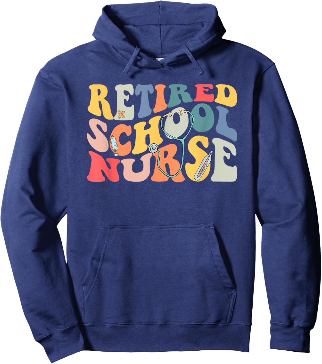 Retro Vintage Retired School Nurse Retirement Party Hoodie - Hoodie | Navy
