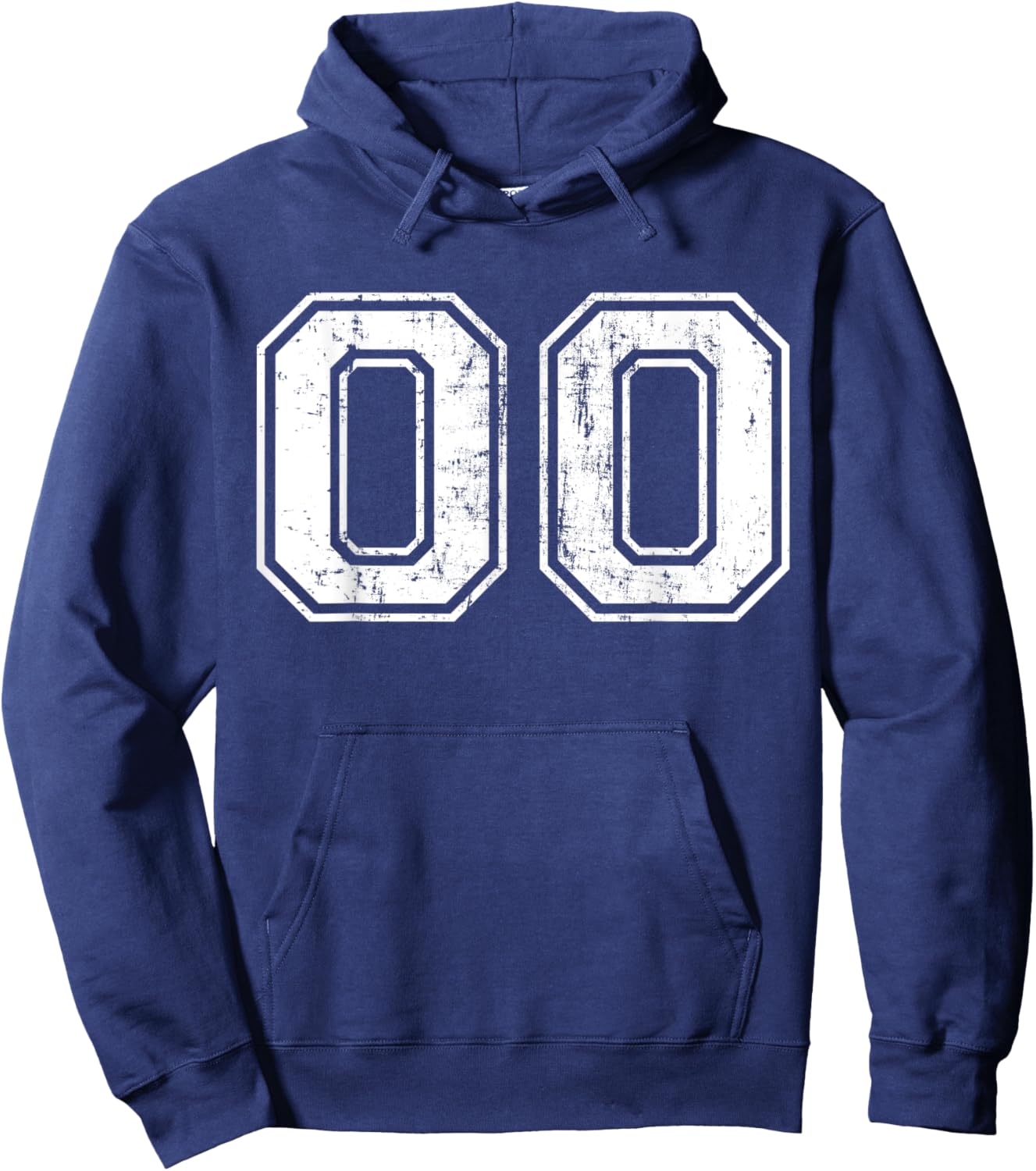 Number 00 Distressed Vintage Sports Training Practice Team Hoodie - Hoodie | Navy