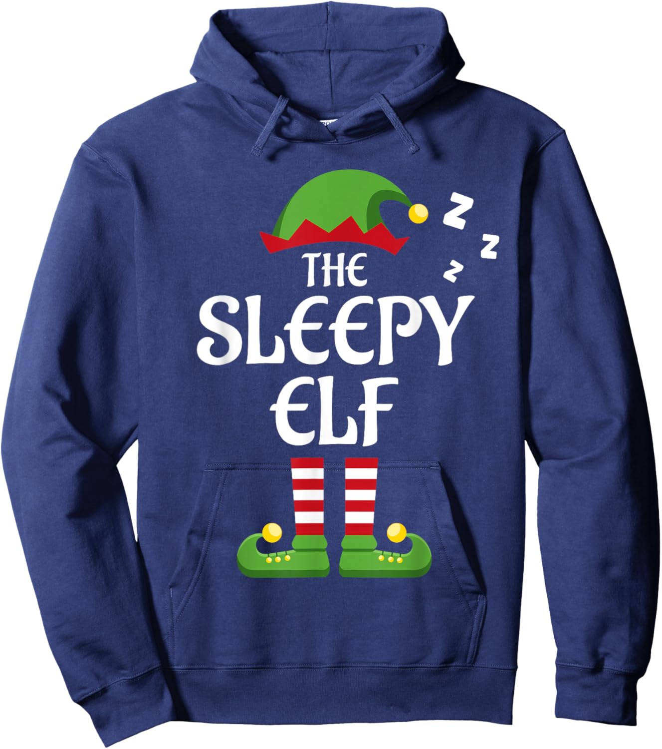 Sleepy Elf Family Matching Group Christmas Hoodie - Hoodie | Navy