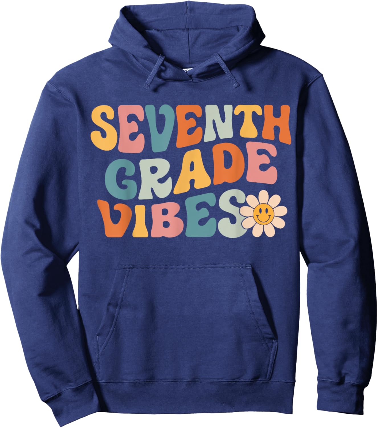 Seventh Grade Vibes - 7th Grade Team Retro 1st Day of School Hoodie - Hoodie | Navy