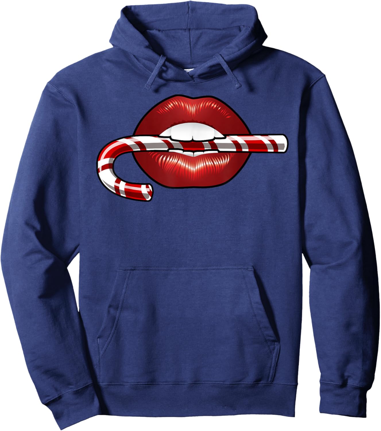 Sexy Candy Cane lips novelty Holiday Candy Cane Hoodie - Hoodie | Navy