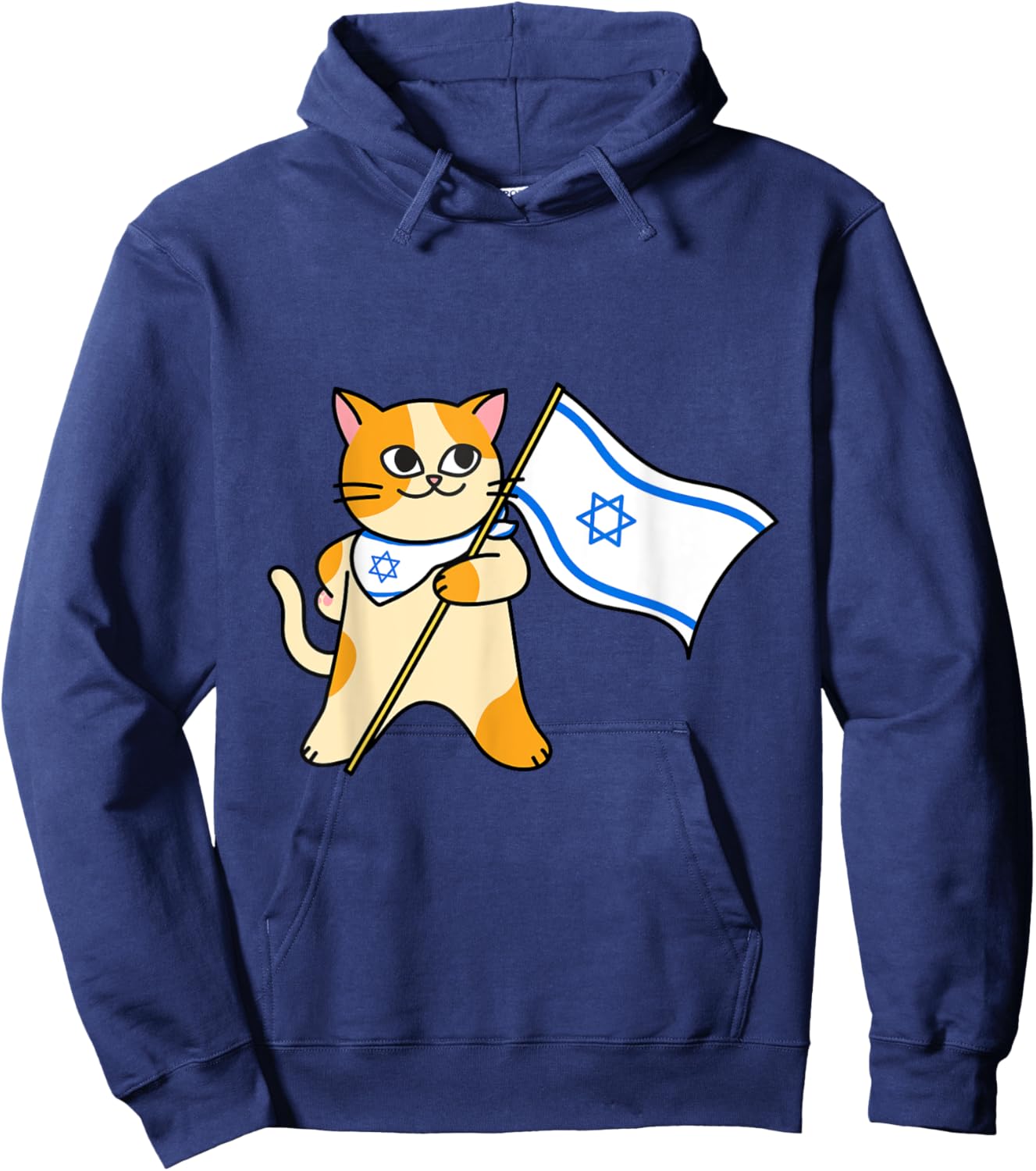 Zionist Cat Israeli Flag Pro-Israel Jewish Support Israel Men Women Girls Kids Hoodie - Hoodie | Navy