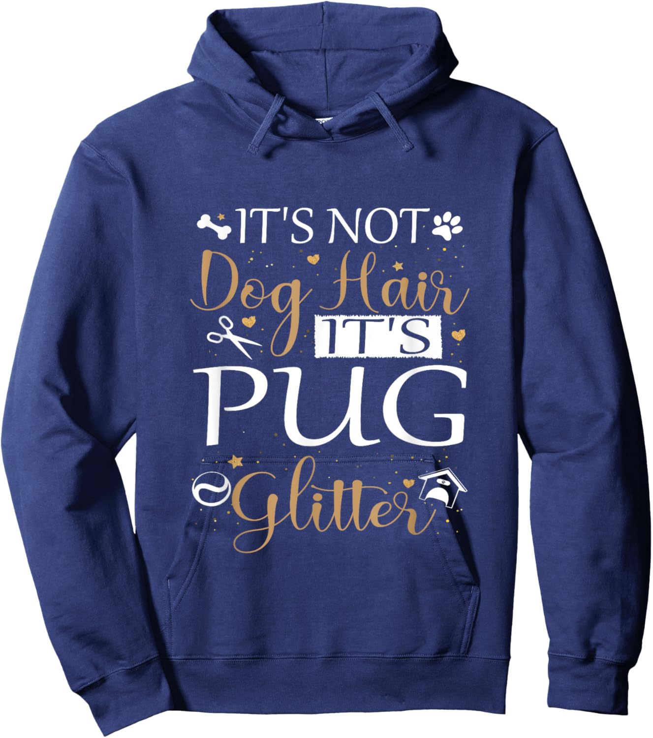 Not Dog Hair Its Pug Glitter Dog Owner Lover for Pug Dog Mom Hoodie - Hoodie | Navy
