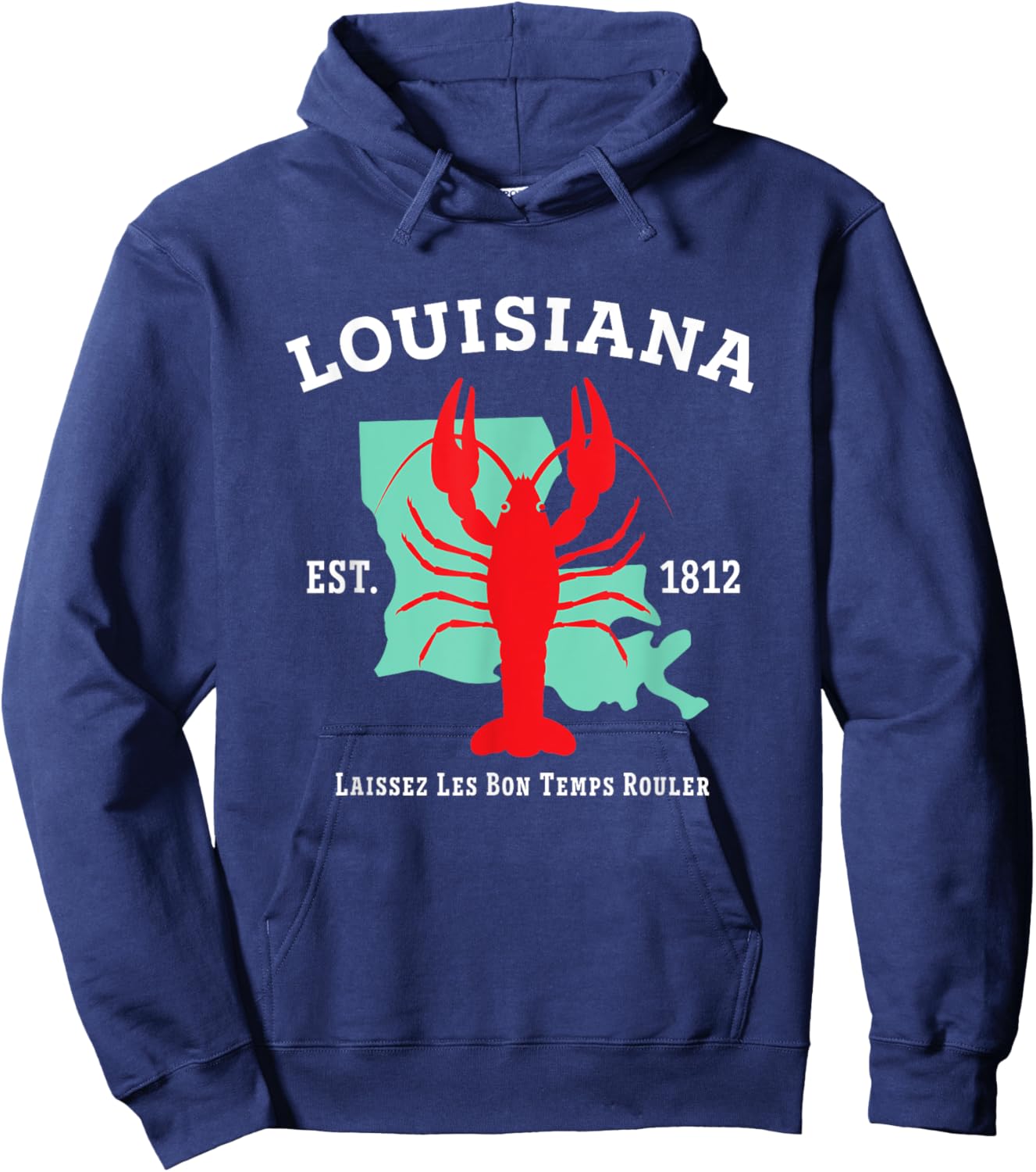 Louisiana Est 1812 Crawfish New Orleans Mardi Gras Men Women Hoodie - Hoodie | Navy
