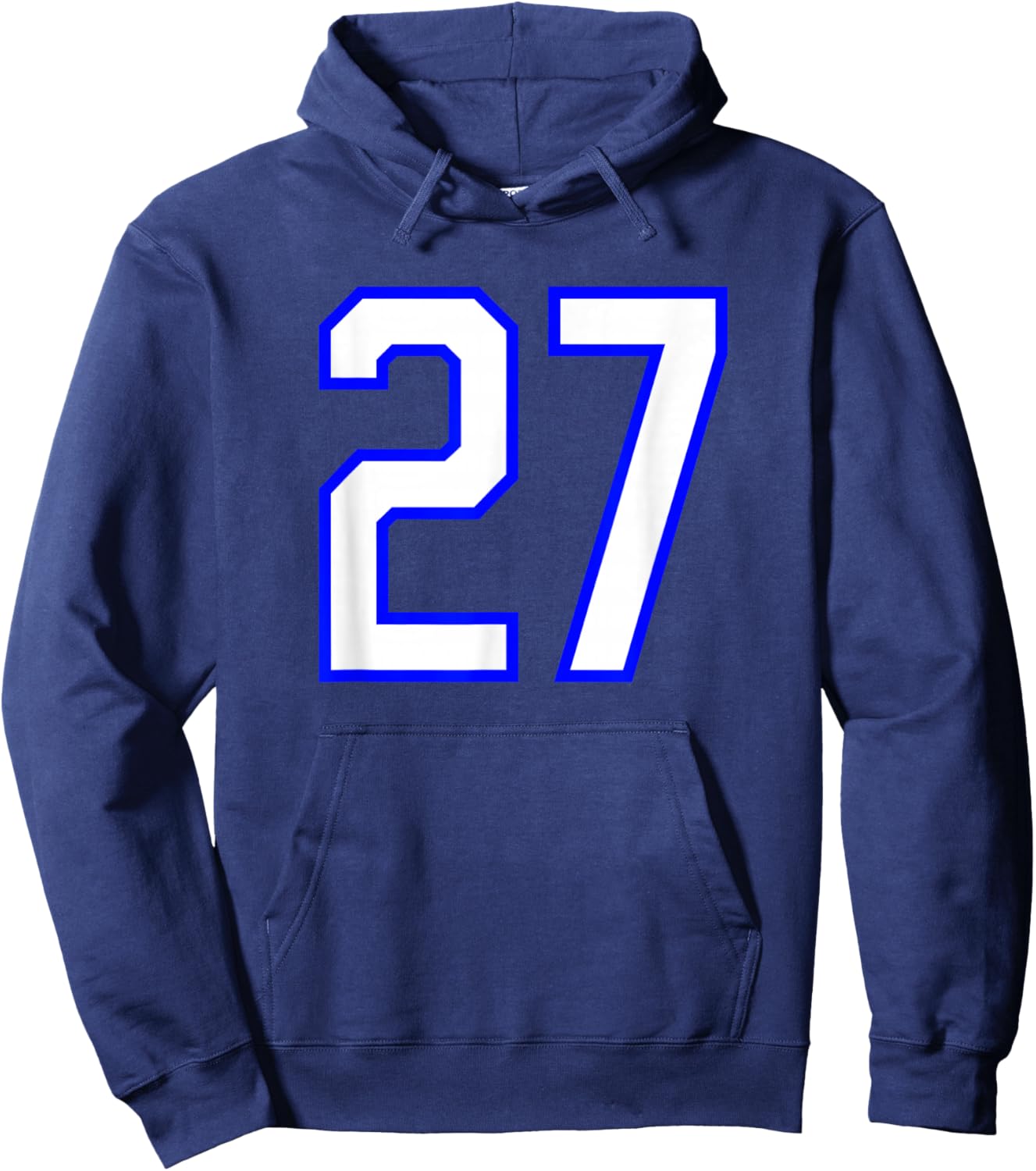 White Blue Sports Team Number #27 Hoodie - Hoodie | Navy