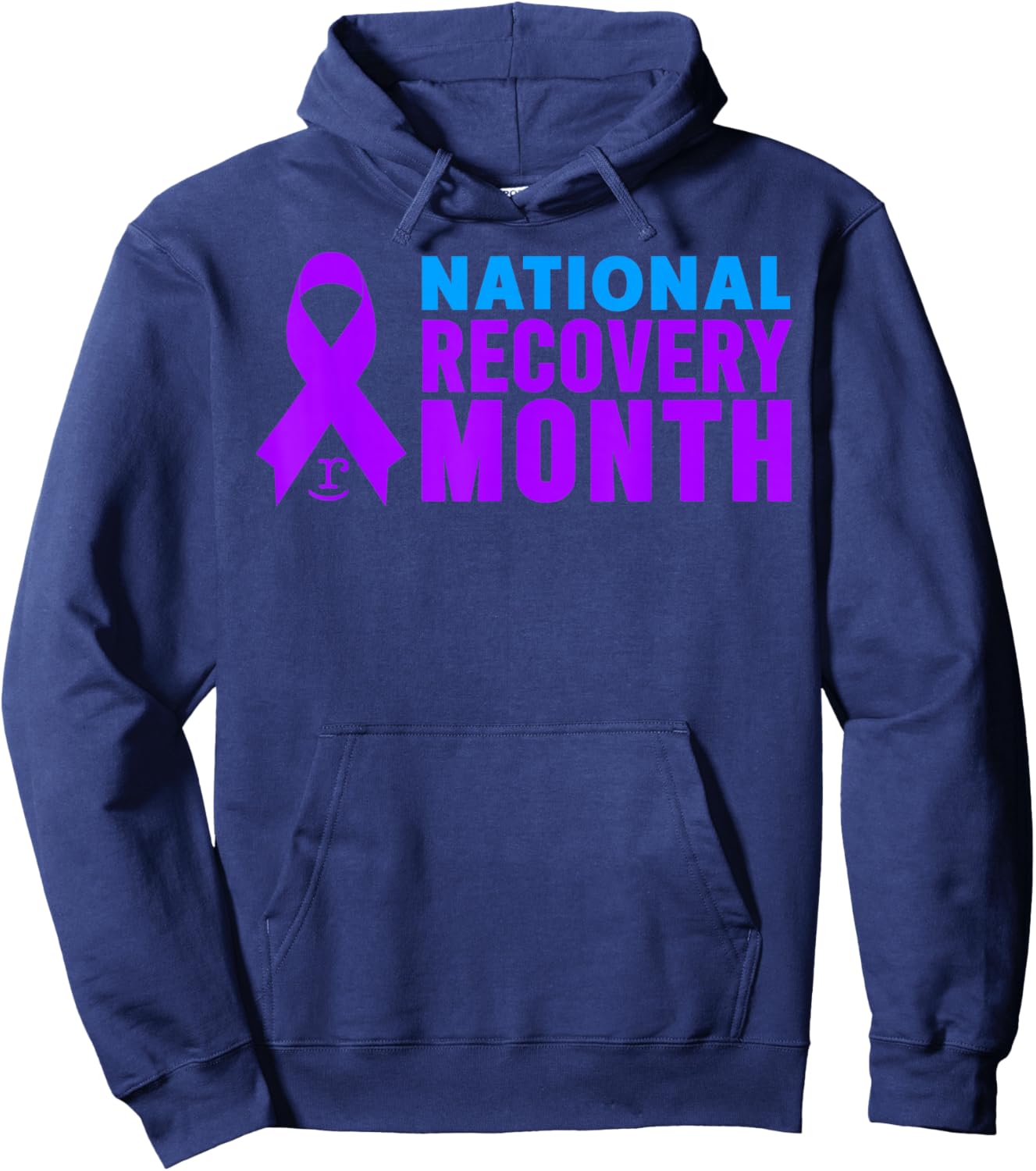 National Recovery Month - Purple Ribbon Hoodie - Hoodie | Navy