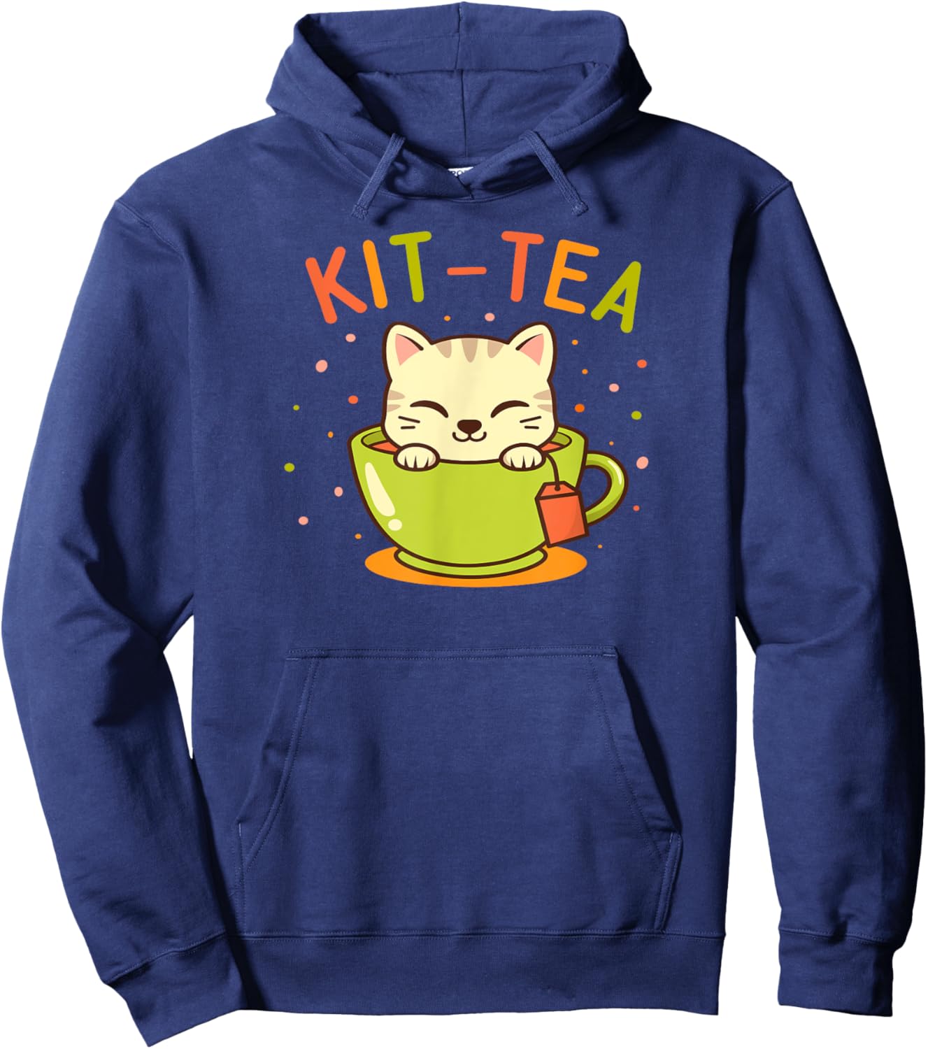 Cat Teacup Cute Kawaii Style Cat Kit-Tea Kitty Pun Hoodie - Hoodie | Navy