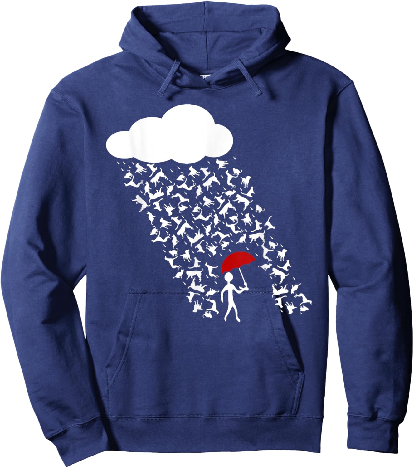 It's Raining Cats and Dogs | Cute Funny Canine Feline Lover Women Girls Kids Hoodie - Hoodie | Navy