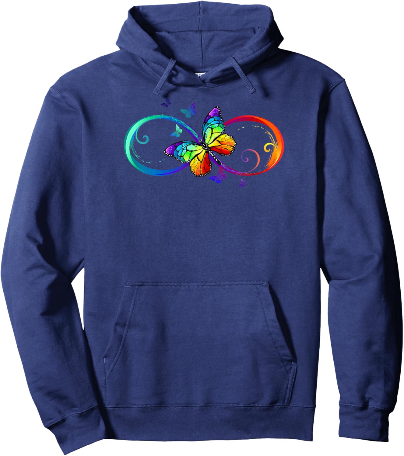 Butterfly Infinity Symbol Art Autism Awareness Neurodiverse Hoodie - Hoodie | Navy