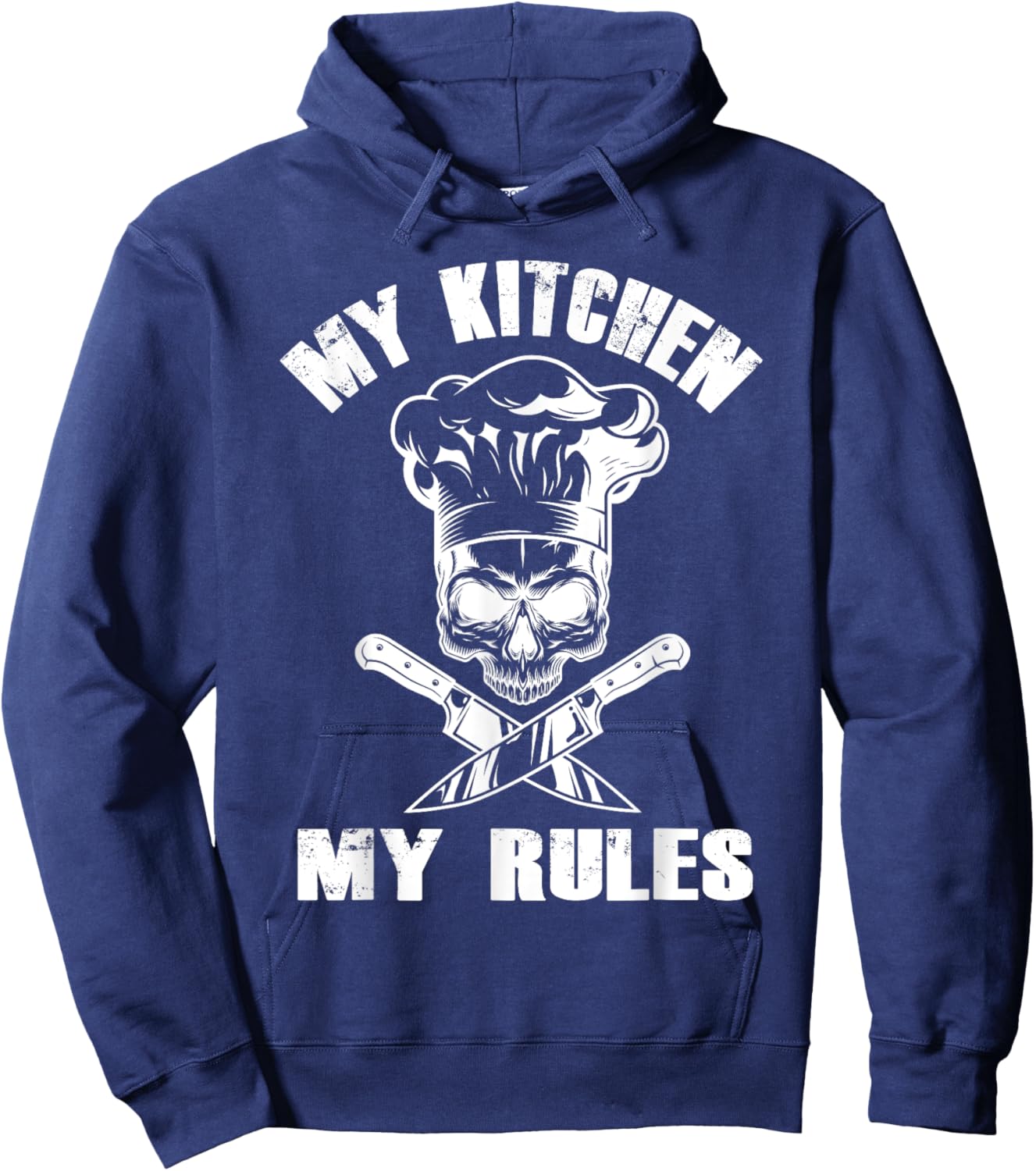 My Kitchen My Rules - Funny Skull Chef Hat Restaurant Chef Hoodie - Hoodie | Navy