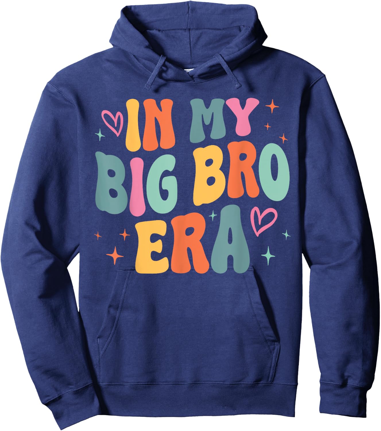 Retro Groovy In My Big Brother Era Funny Family Matching Hoodie - Hoodie | Navy