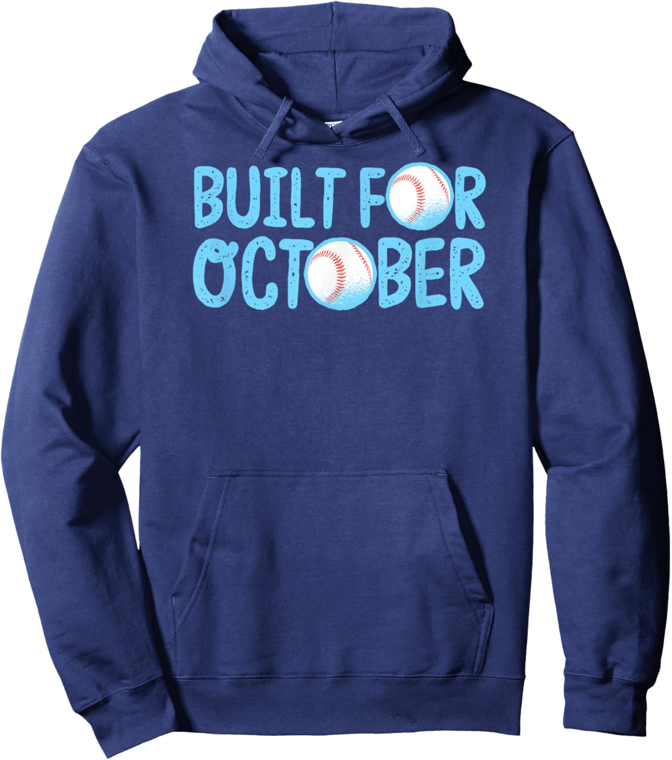 Built For October Baseball Month Playoffs Retro Swing Blue Hoodie - Hoodie | Navy