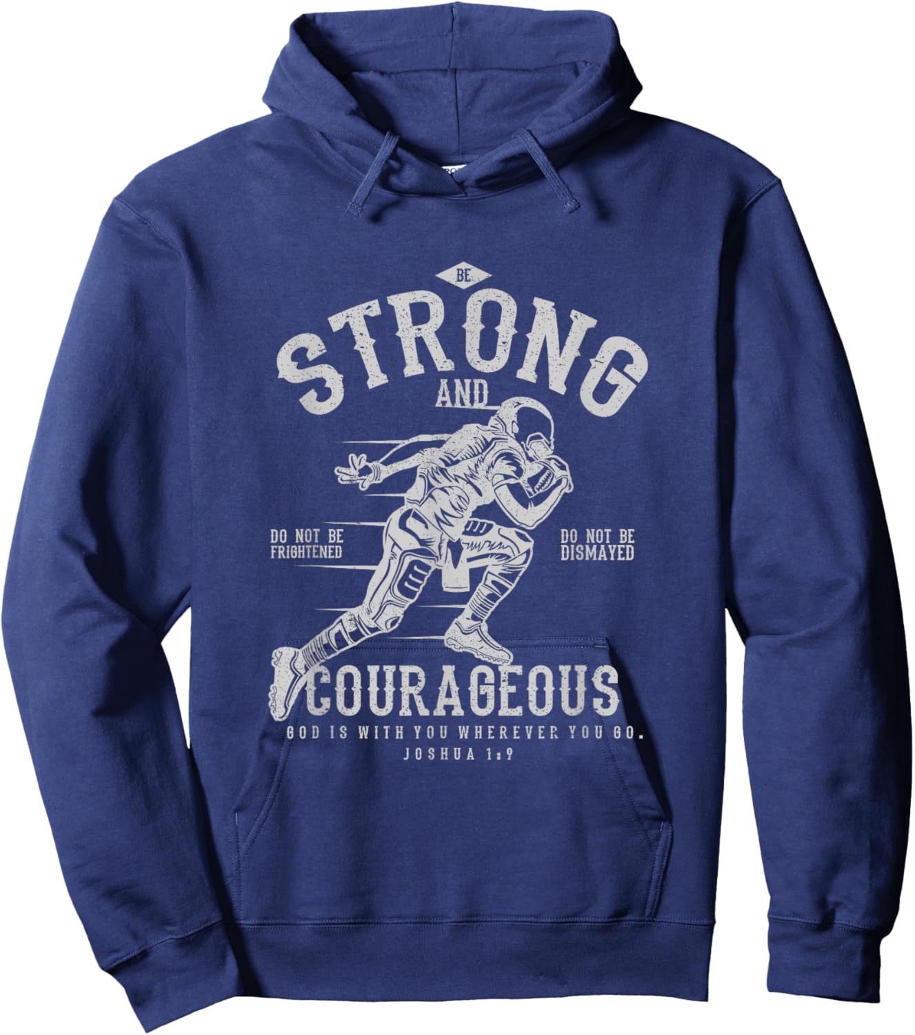 Faith Apparel Christian Football - Women's, Black, Small, Short Sleeve, Classic Fit, Collarless, Modern, Motivation, Football, Joshua 1:9 Hoodie - Hoodie | Navy