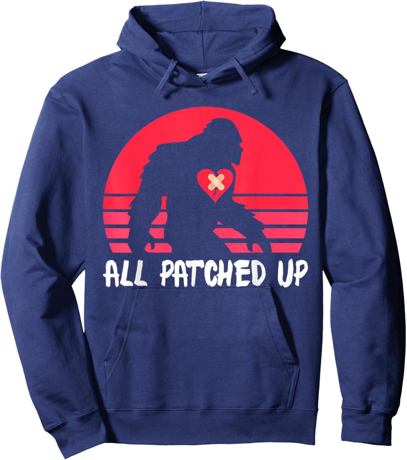 Funny Bigfoot Heart Surgery Bypass | All Patched Up Hoodie - Hoodie | Navy