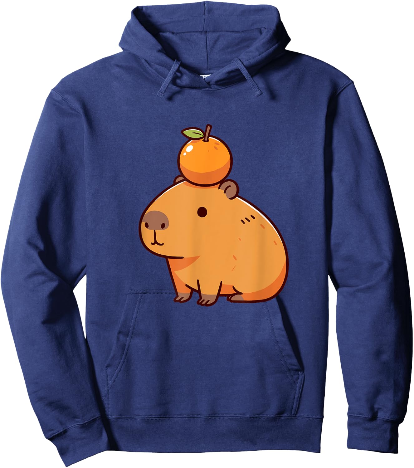 Capybara with Orange on the Head Capybara Hoodie - Hoodie | Navy