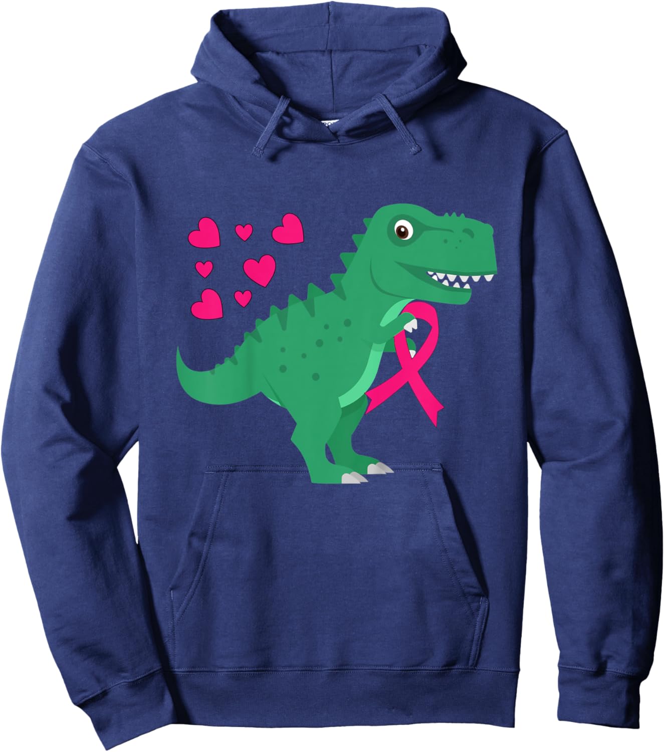 Kids Pink Ribbon T-Rex Shirt Breast Cancer Awareness Boys Toddler Hoodie - Hoodie | Navy