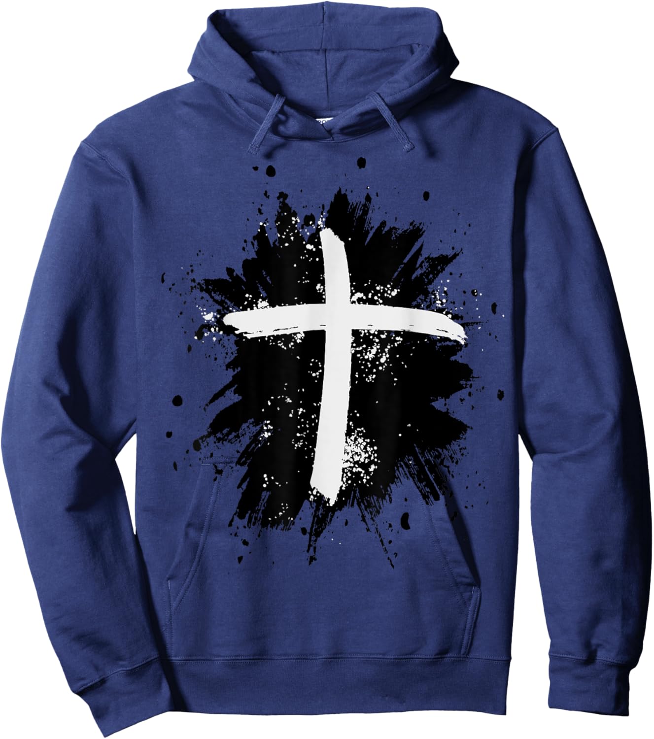 Black and White Jesus Cross Religion Sign Hoodie - Hoodie | Navy