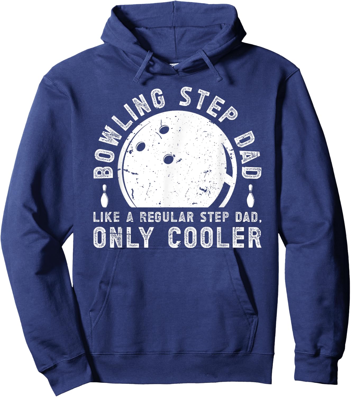 Cool Bowling Step-Dad Of A Bowler Stepdad Bowling Stepfather Hoodie - Hoodie | Navy