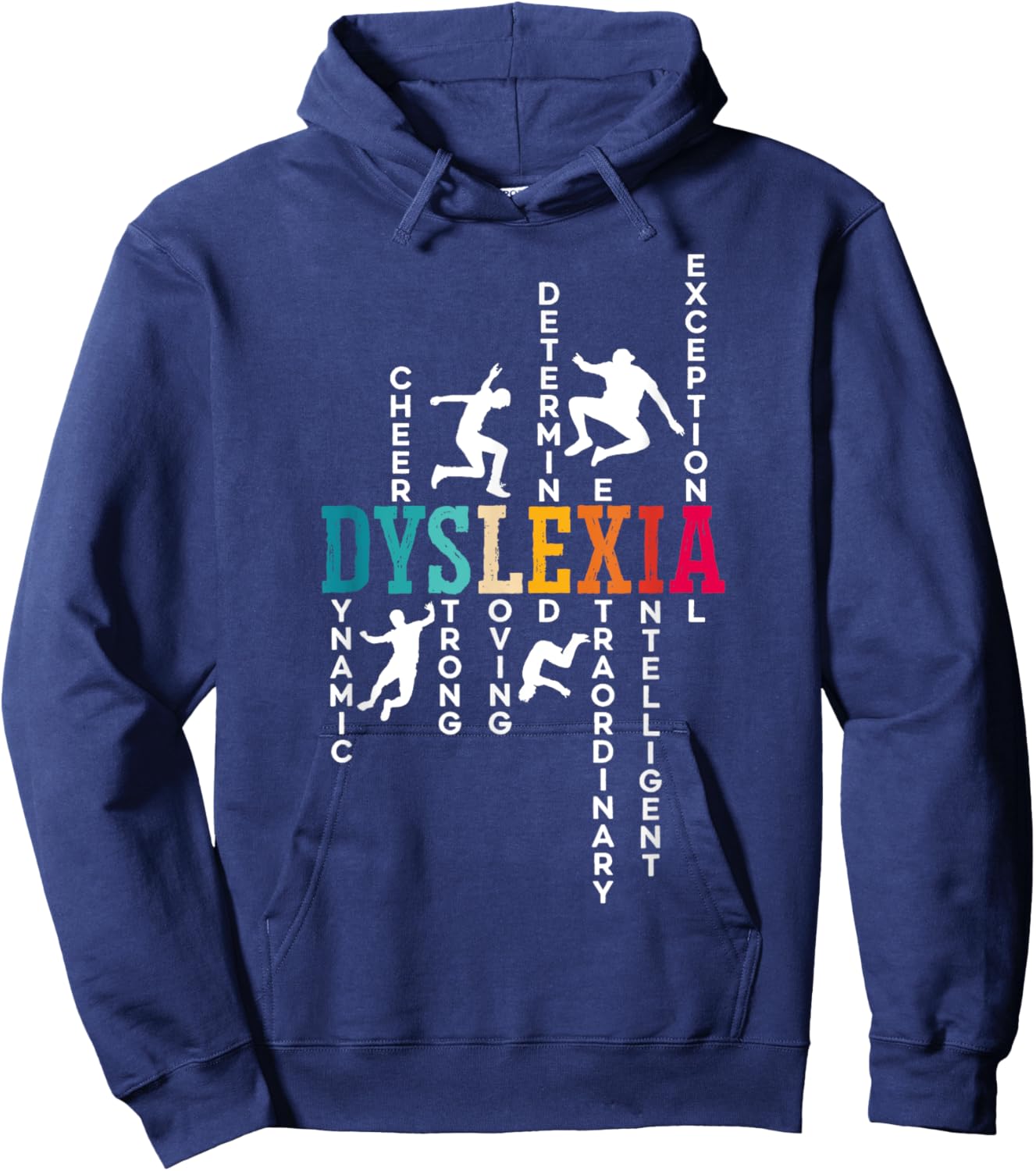 Dyslexia Awareness Dyslexic SteMi Apparel -Adults Black Short Sleeve Small Hoodie - Hoodie | Navy