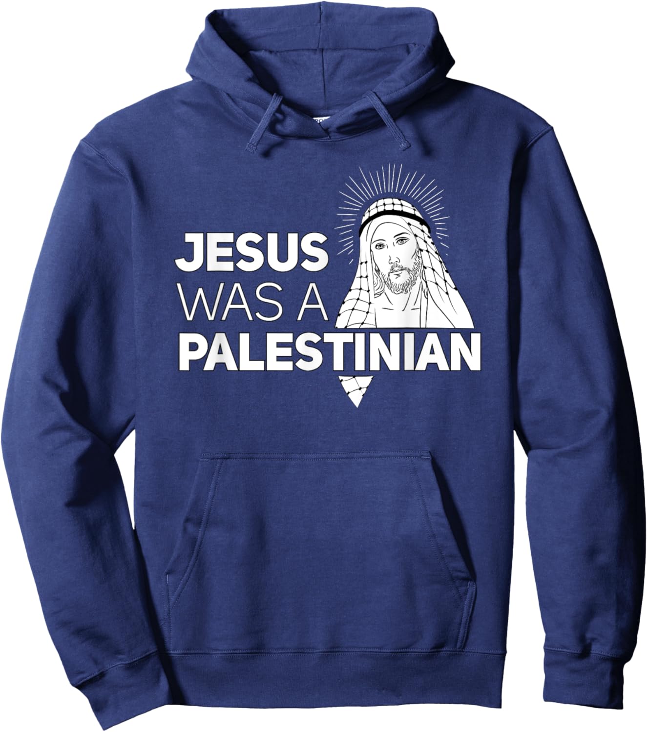 Jesus Was A Palestinian Jesus in Palestinian Keffiyeh Scarf Hoodie - Hoodie | Navy