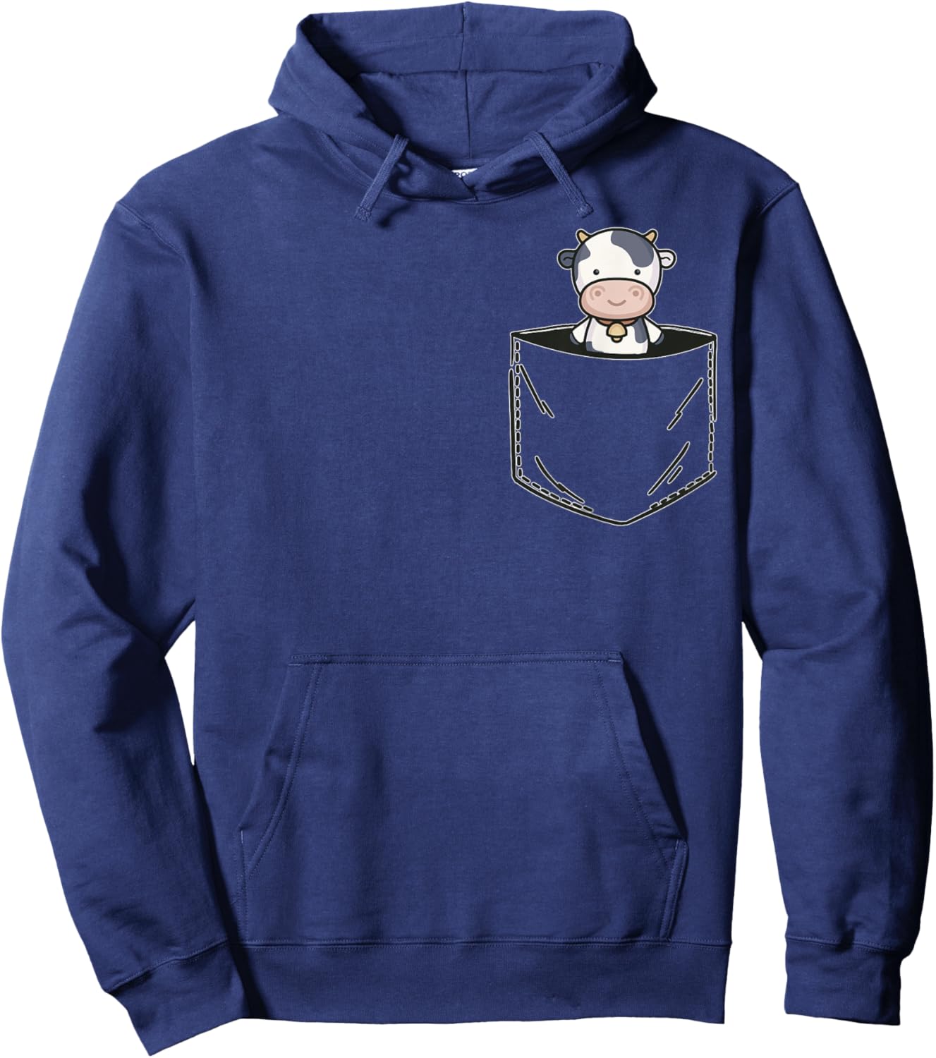 Pocket Animal Cute Cow Hoodie - Hoodie | Navy
