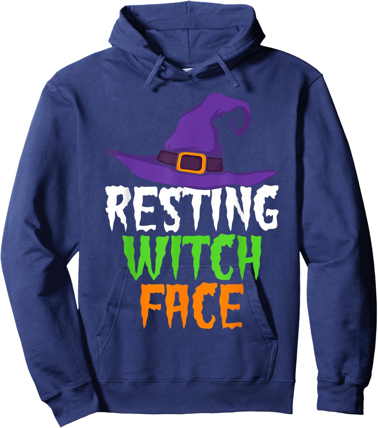 Resting Witch Face Funny Halloween Shirt Witch Hat Hoodie - Hoodie | Navy