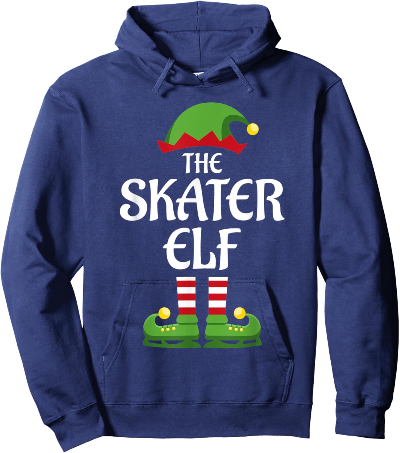 Skater Elf Family Matching Group Christmas Hoodie - Hoodie | Navy