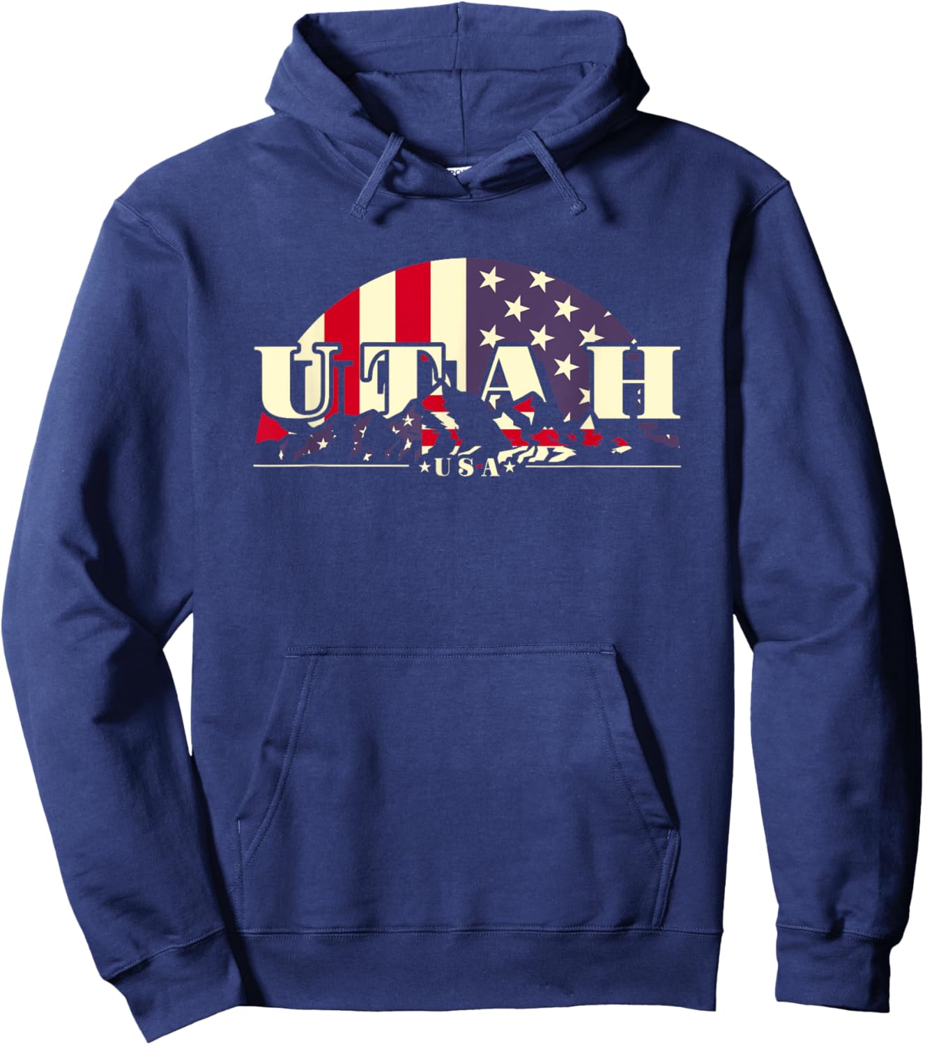 American State Utah, Vintage Mountain Nature Hiking Hoodie - Hoodie | Navy